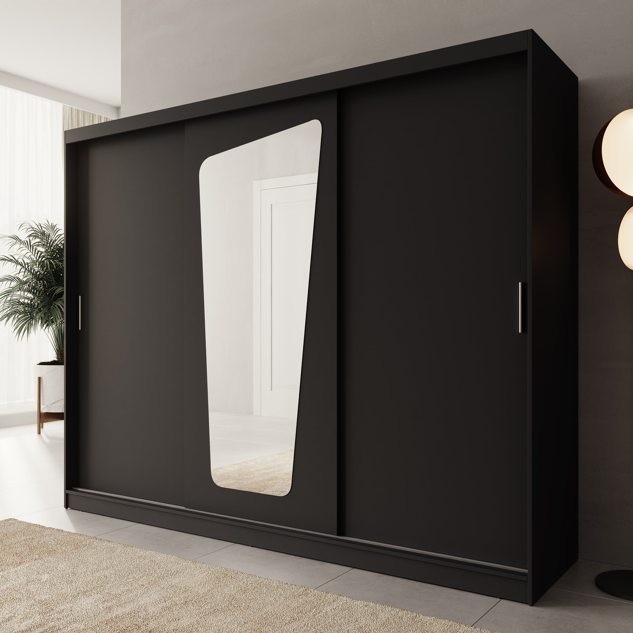 Moyo - Kledingkast met 3 schuifdeuren - Zwart - 250x62x200 cm