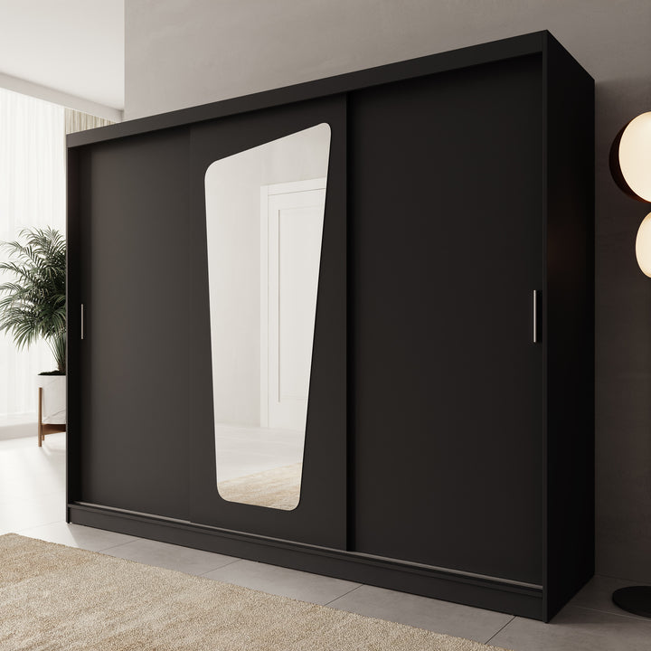 Moyo - Kledingkast met 3 schuifdeuren - Zwart - 250x62x200 cm