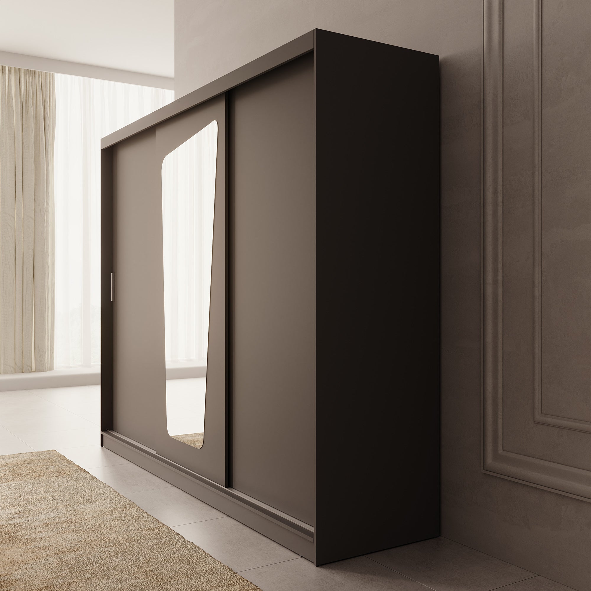 Moyo - Kledingkast met 3 schuifdeuren - Zwart - 250x62x200 cm
