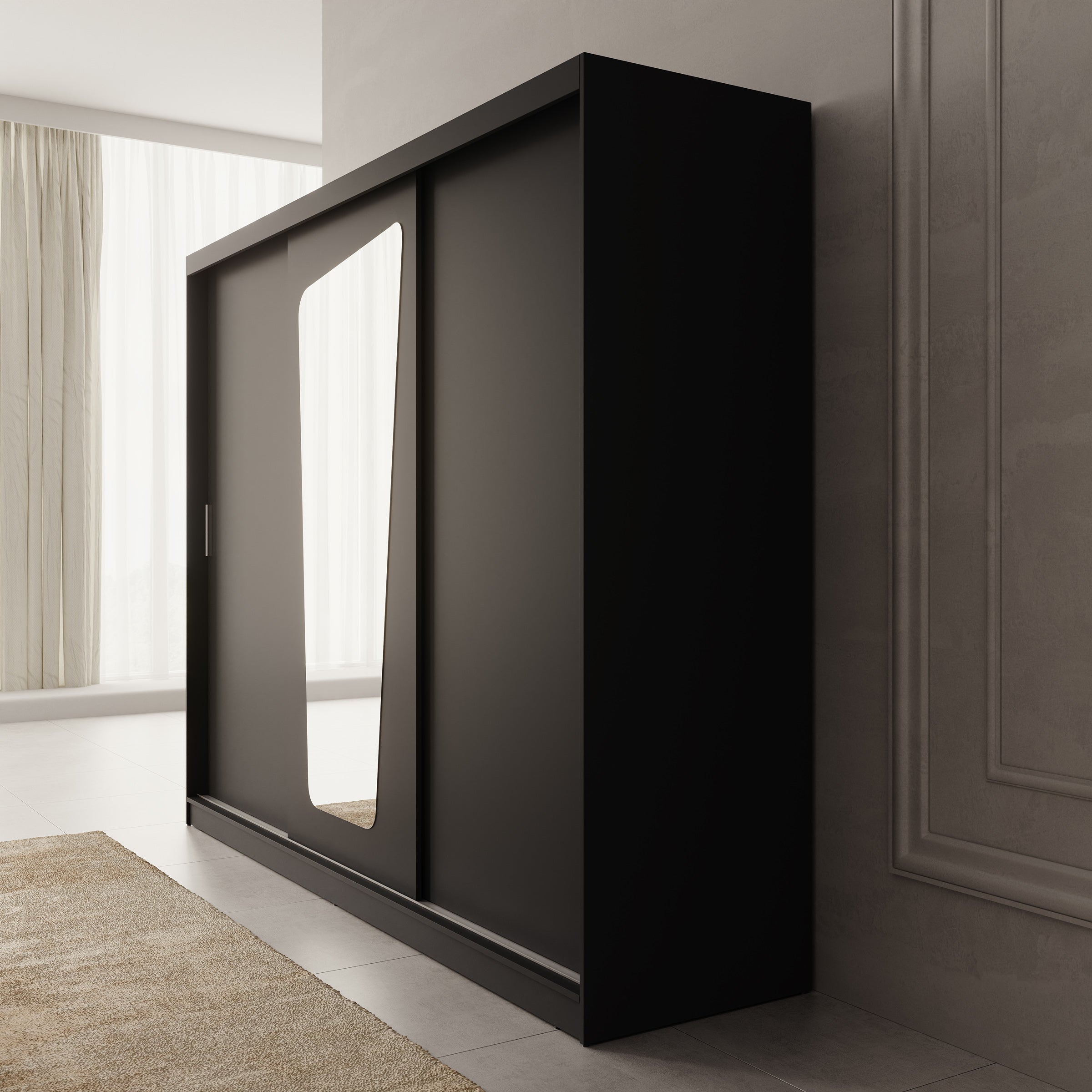 Moyo - Kledingkast met 3 schuifdeuren - Zwart - 250x62x200 cm