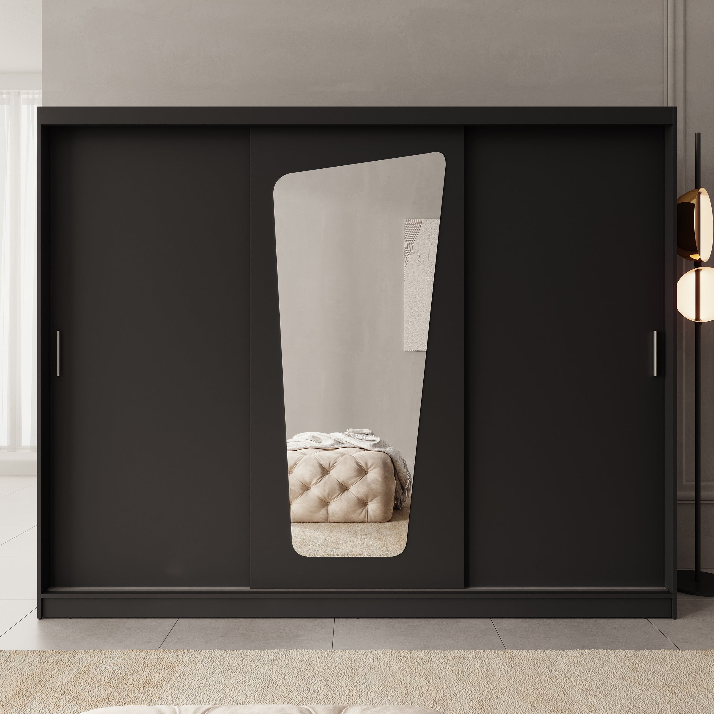 Moyo - Kledingkast met 3 schuifdeuren - Zwart - 250x62x200 cm