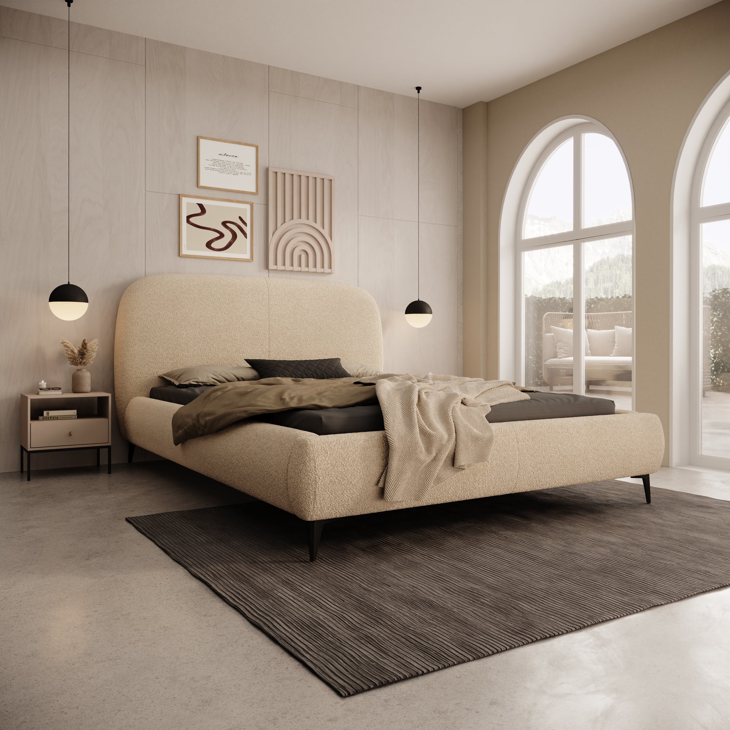 Muralla - Tweepersoonsbed - Beige teddystof - 140x200 cm