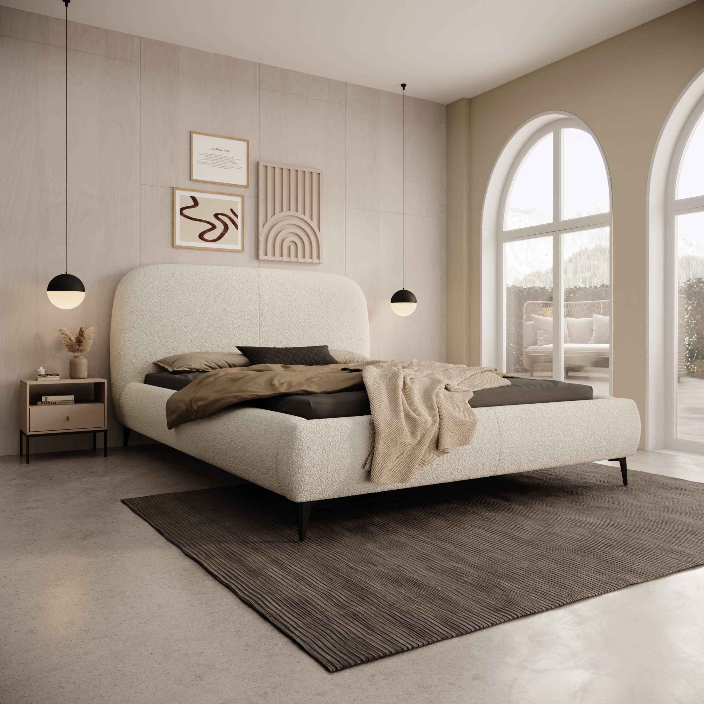 Muralla - Tweepersoonsbed - Beige teddystof - 140x200 cm