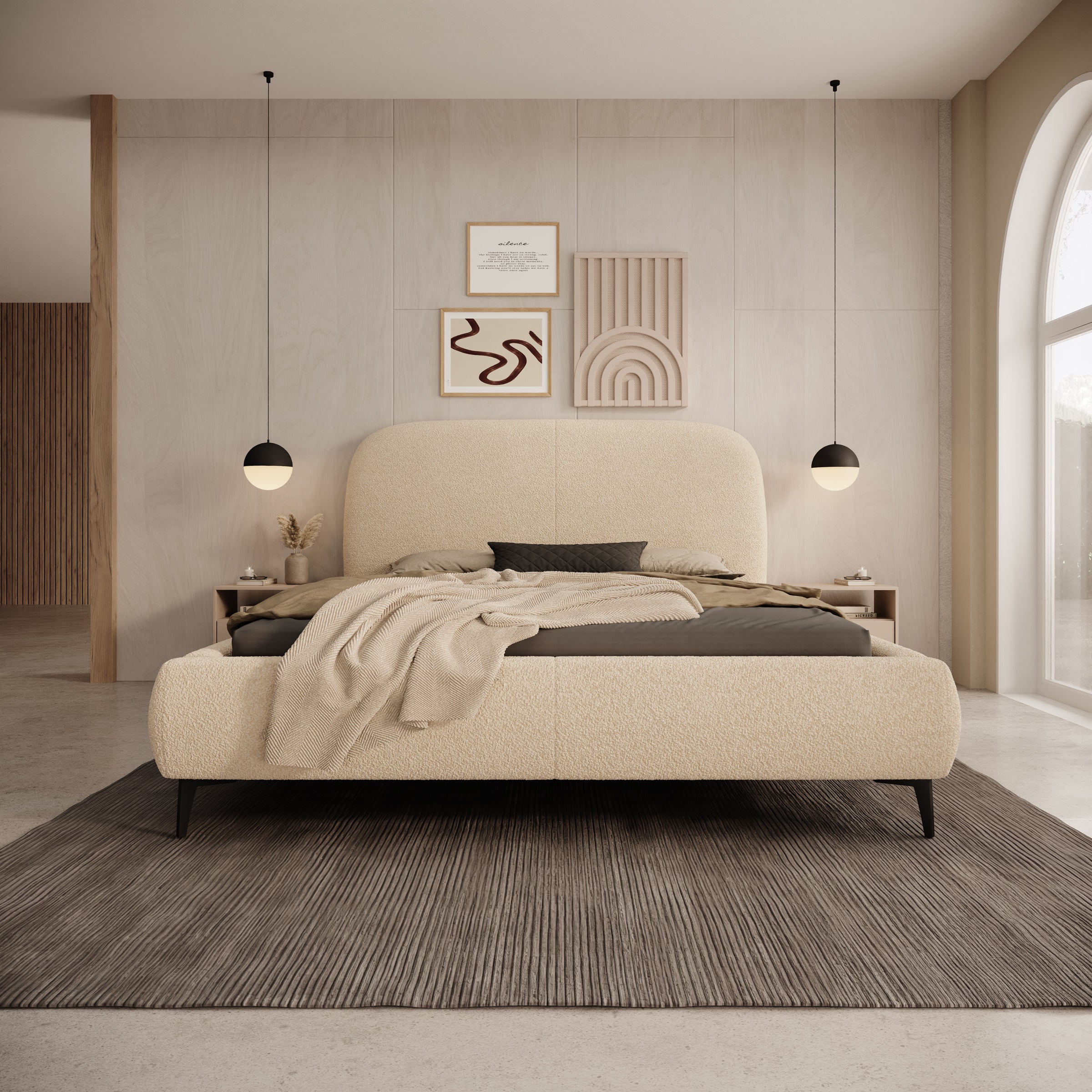 Muralla - Tweepersoonsbed - Beige teddystof - 140x200 cm
