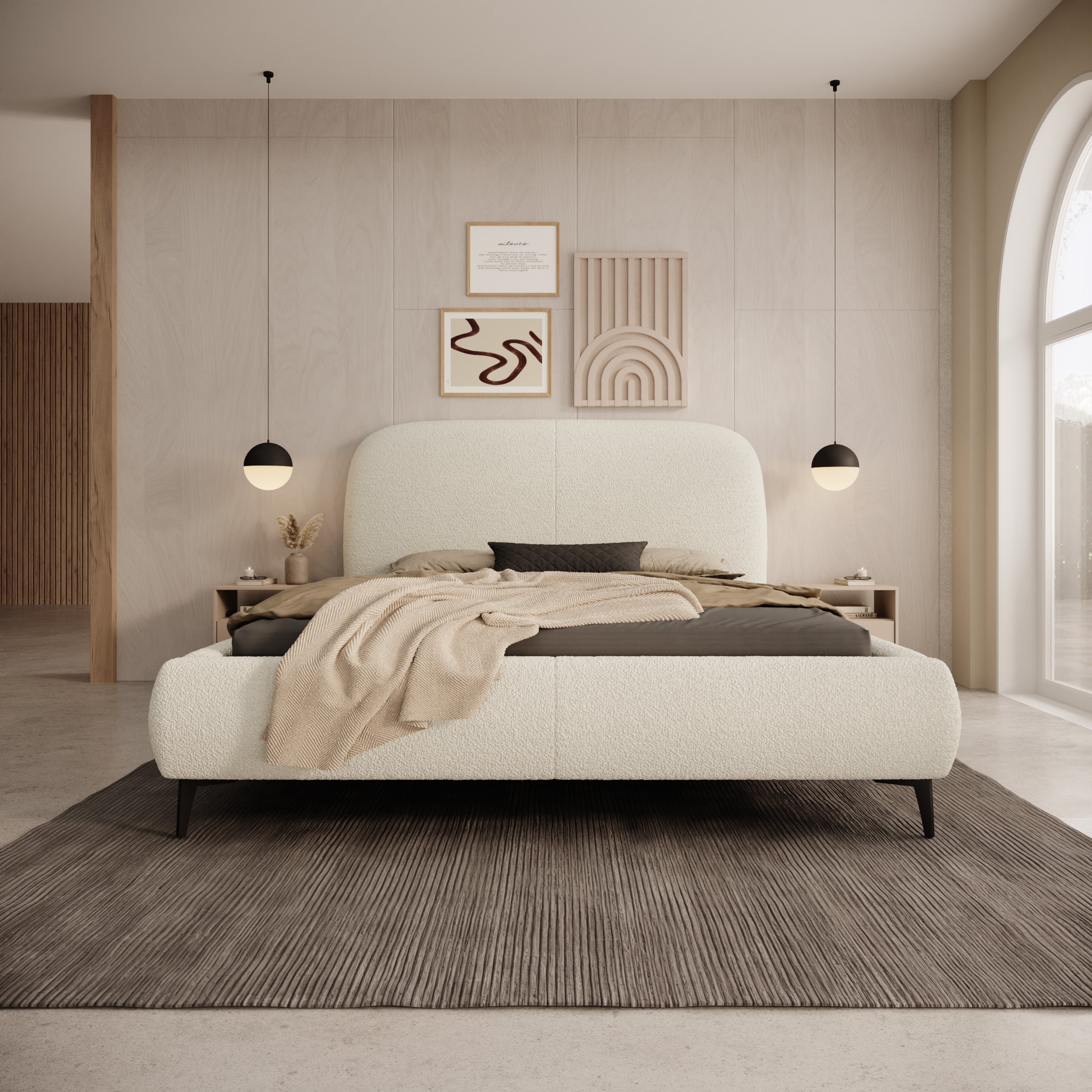 Muralla - Tweepersoonsbed - Beige teddystof - 140x200 cm