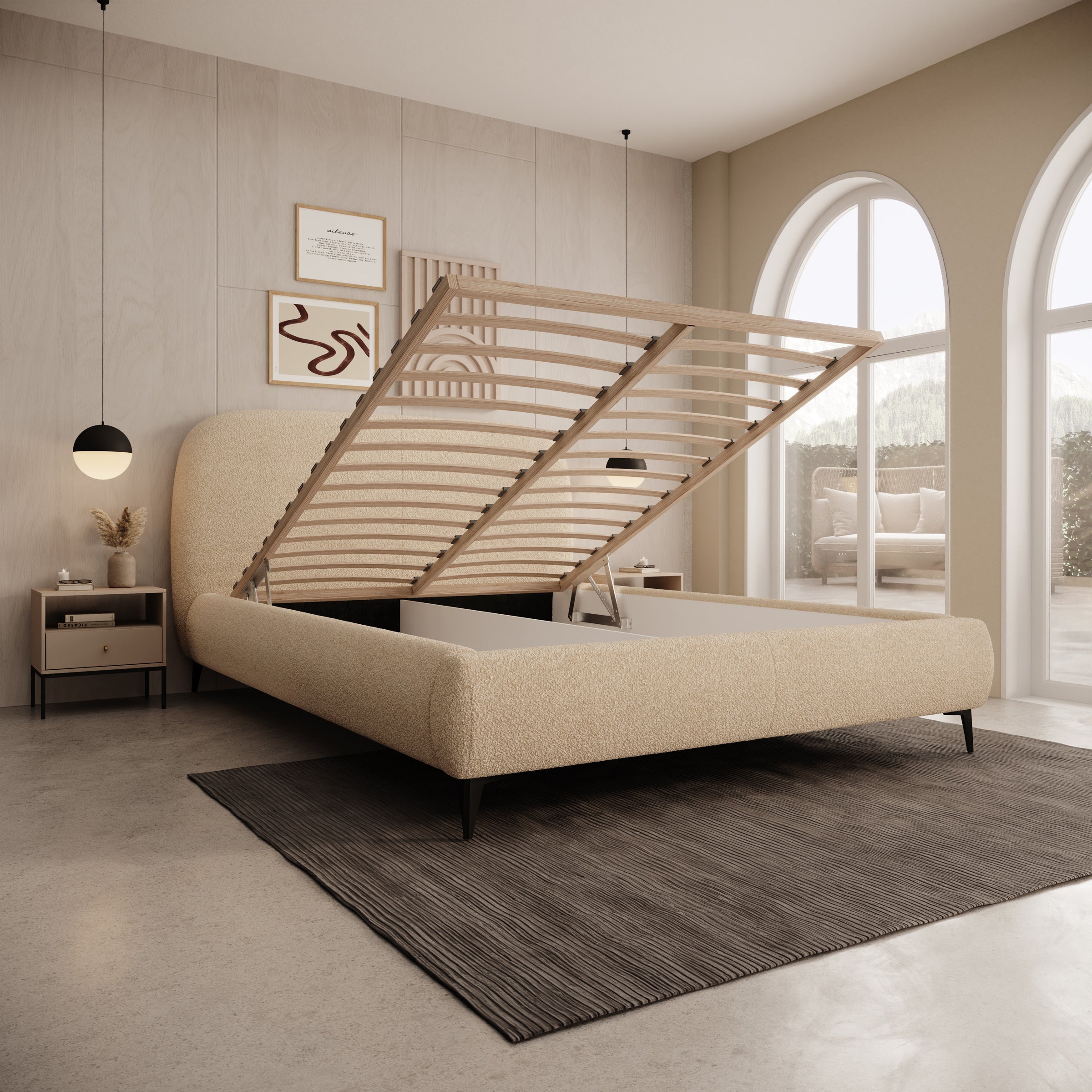 Muralla - Tweepersoonsbed - Beige teddystof - 140x200 cm