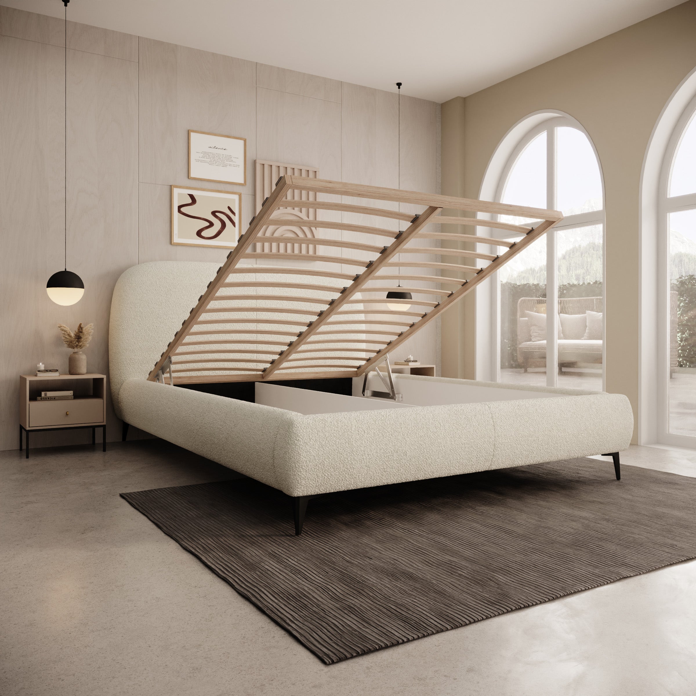 Muralla - Tweepersoonsbed - Beige teddystof - 140x200 cm