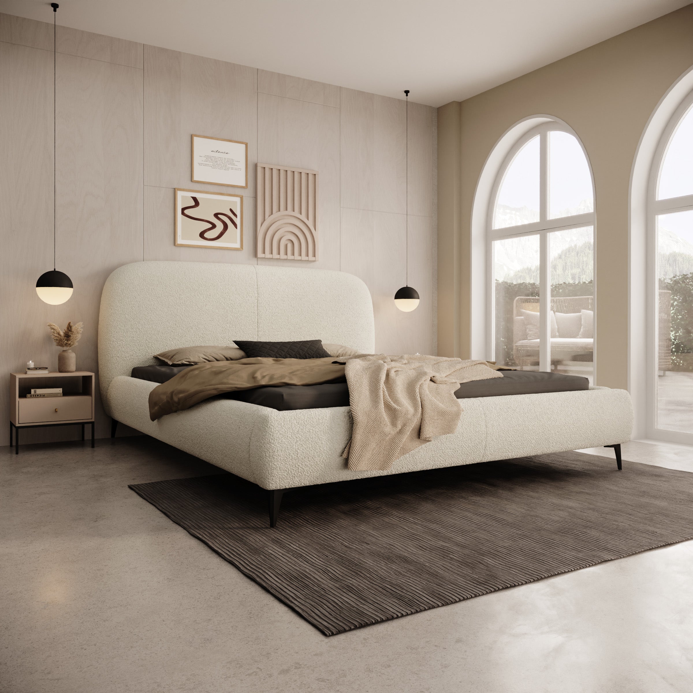 Muralla - Tweepersoonsbed - Beige teddystof - 160x200 cm