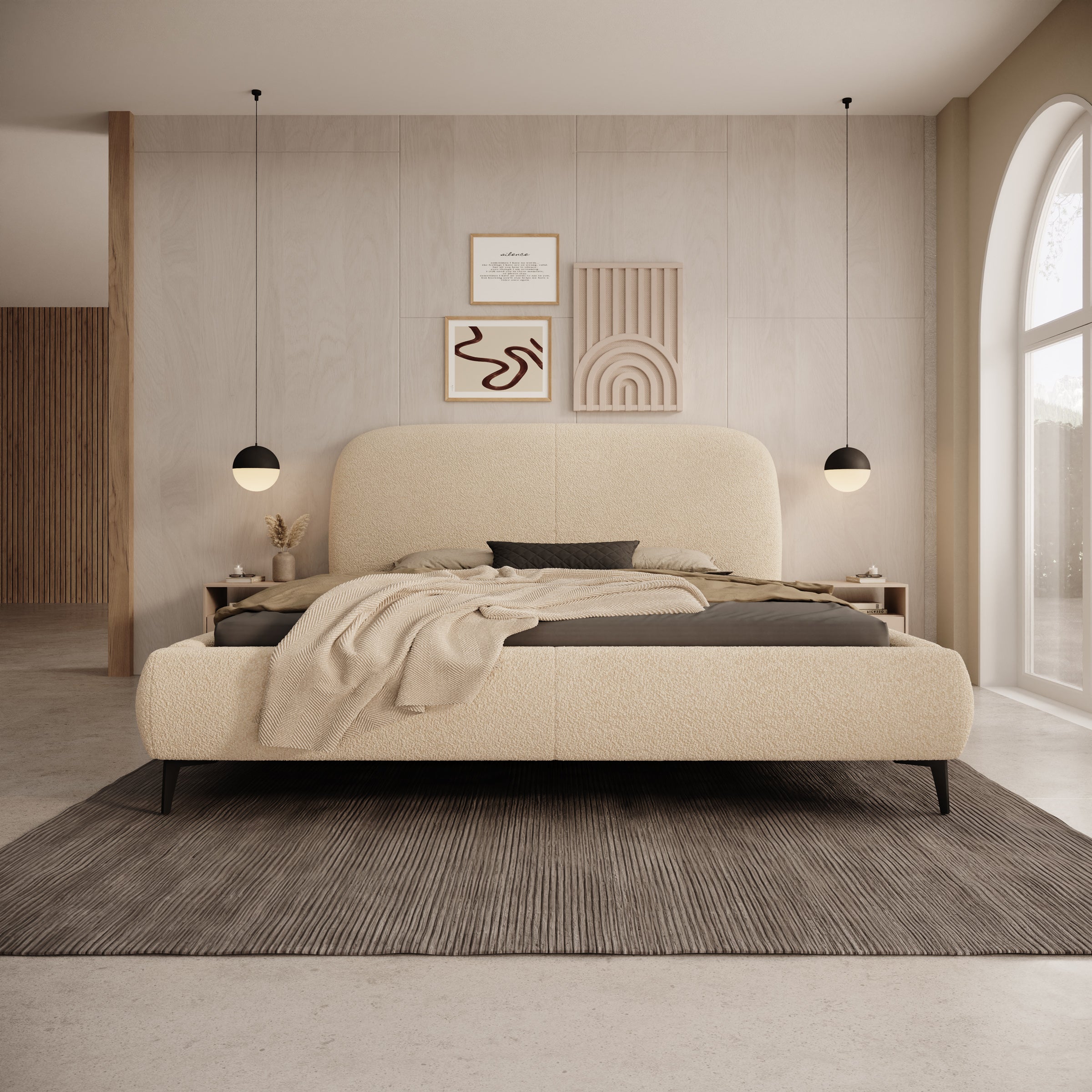 Muralla - Tweepersoonsbed - Beige teddystof - 160x200 cm