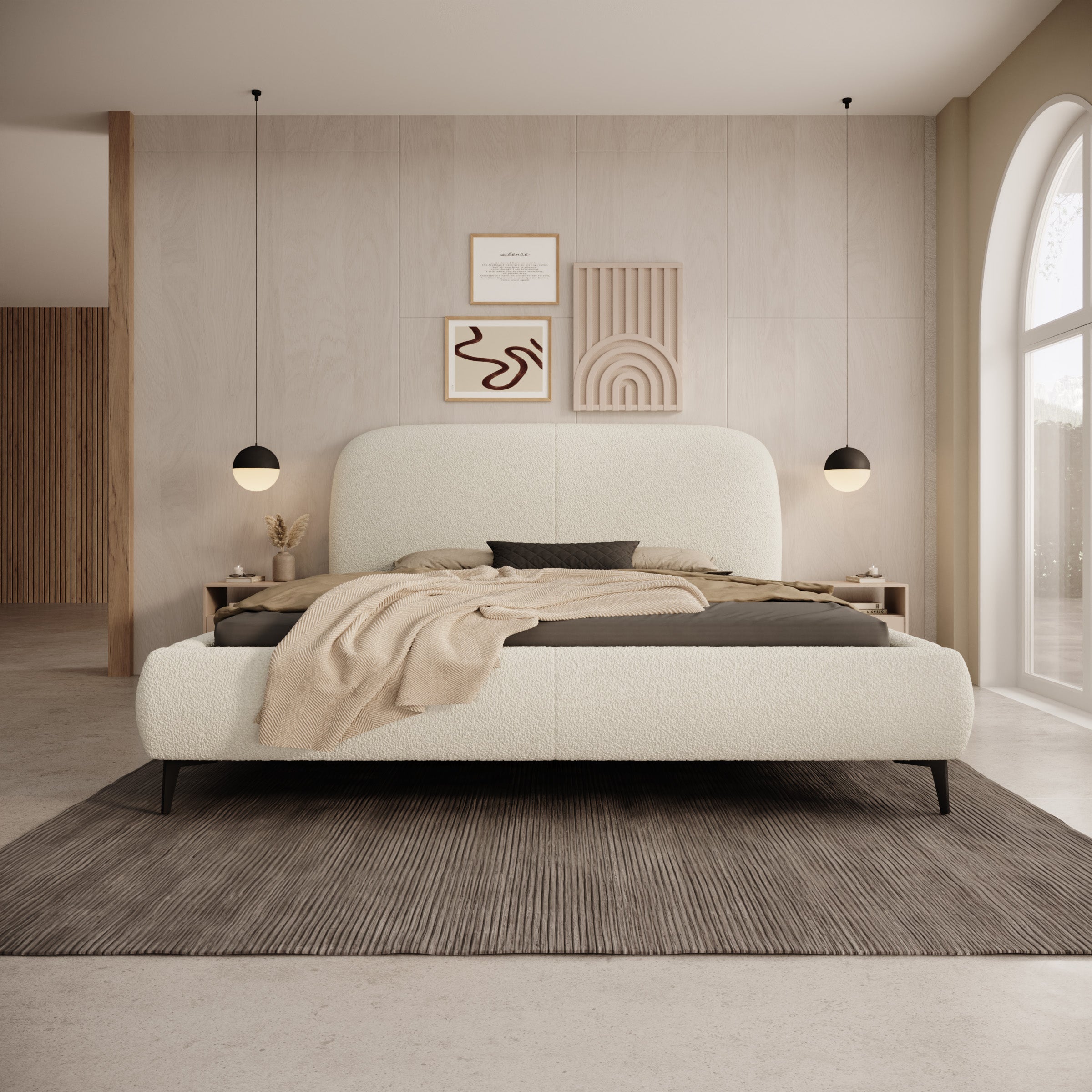 Muralla - Tweepersoonsbed - Beige teddystof - 160x200 cm