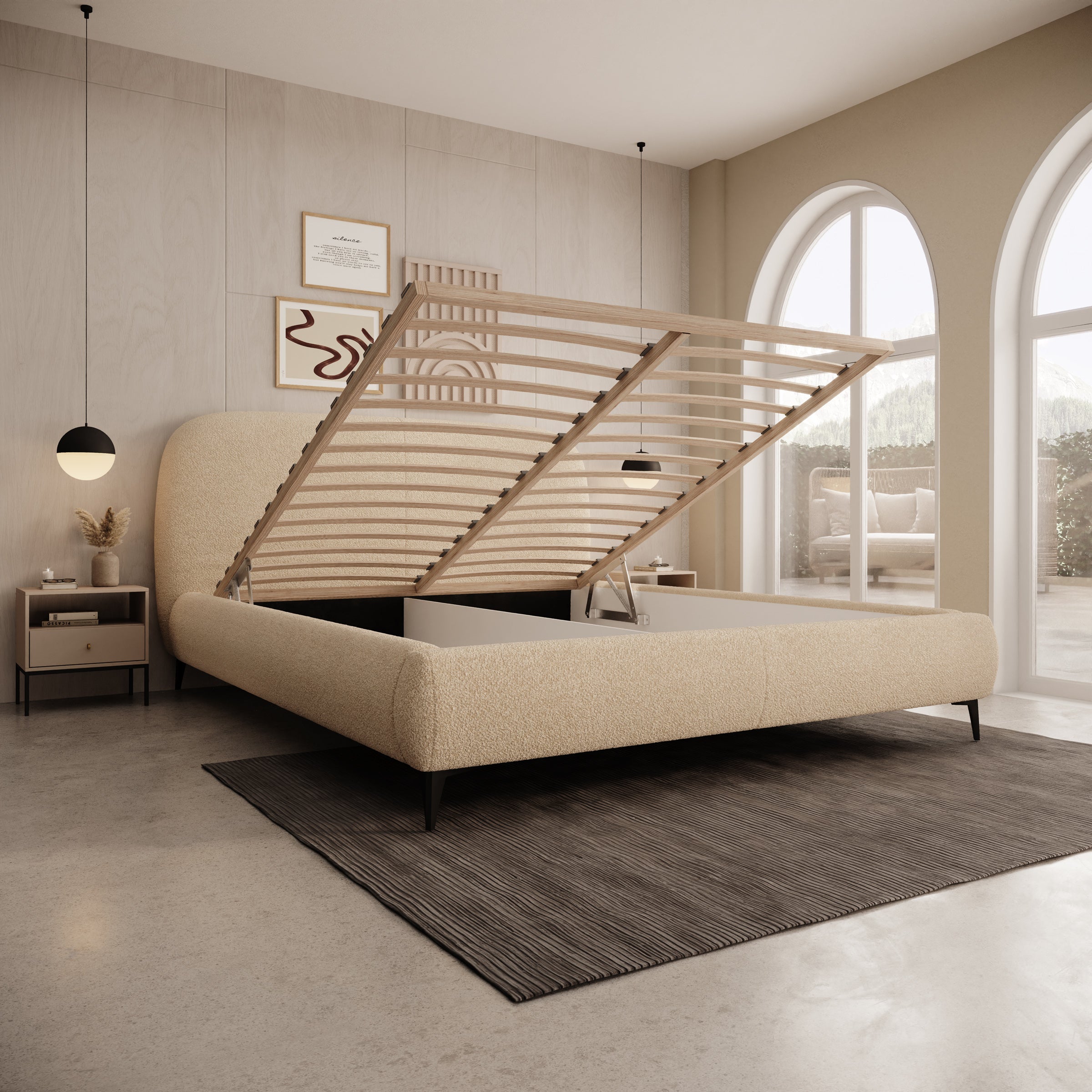 Muralla - Tweepersoonsbed - Beige teddystof - 160x200 cm