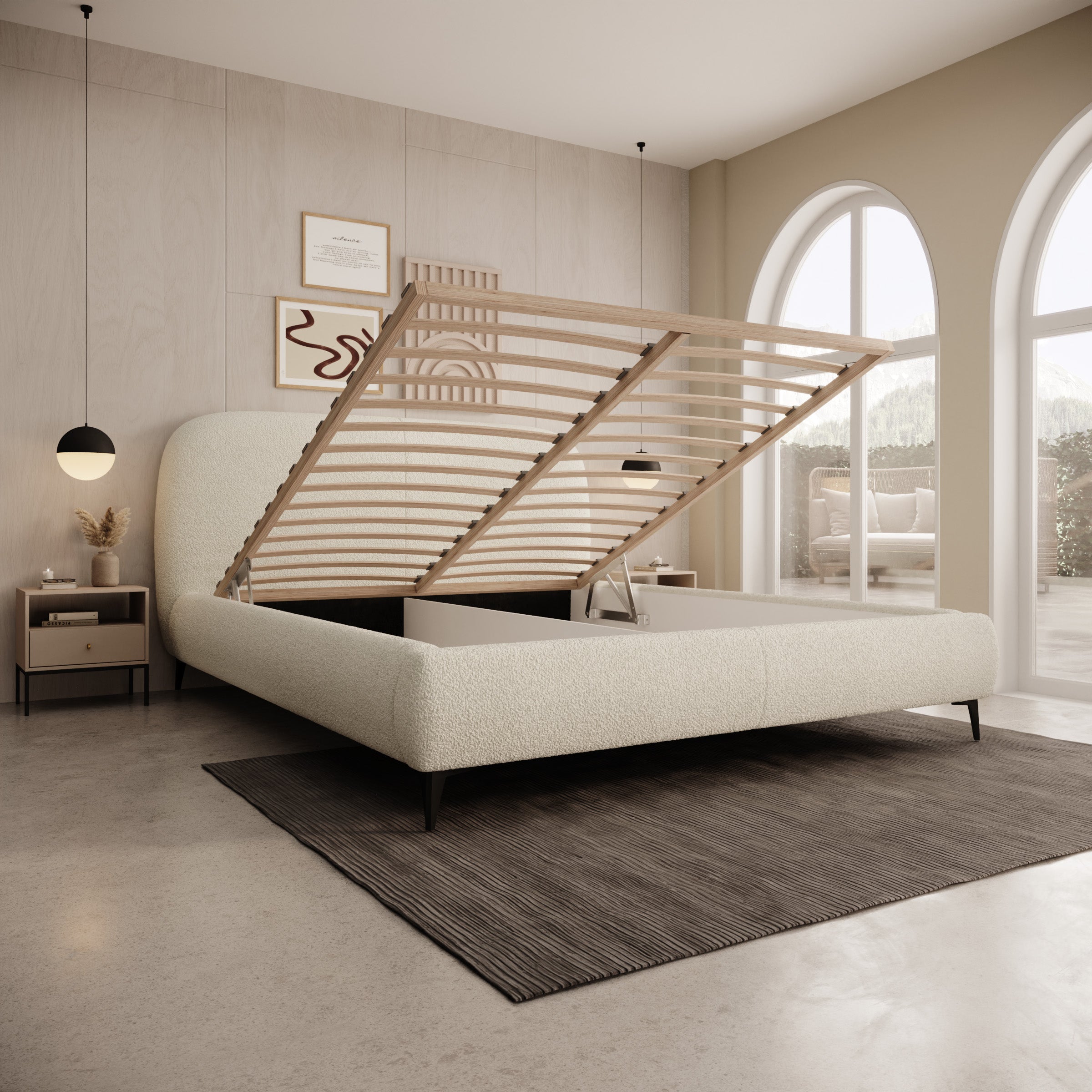 Muralla - Tweepersoonsbed - Beige teddystof - 160x200 cm