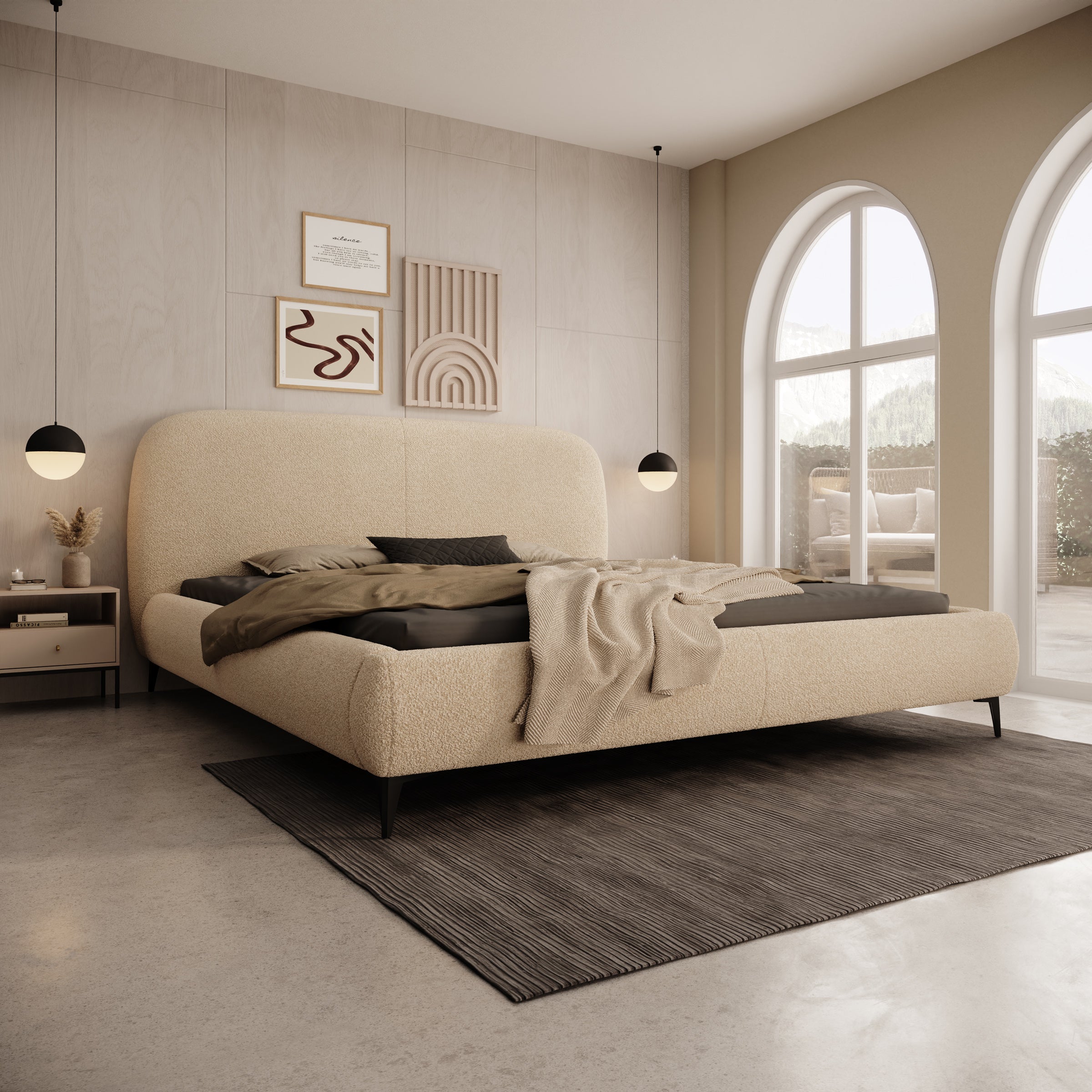 Muralla - Tweepersoonsbed - Beige teddystof - 180x200 cm