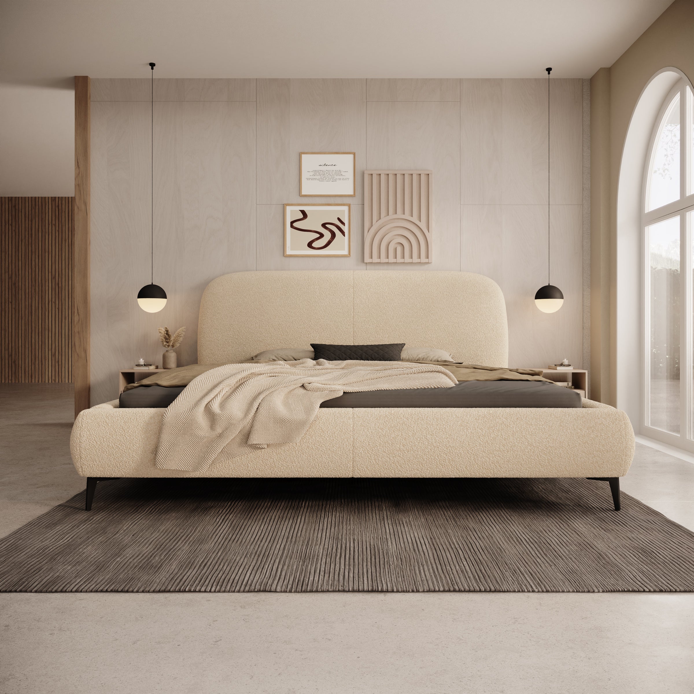 Muralla - Tweepersoonsbed - Beige teddystof - 180x200 cm