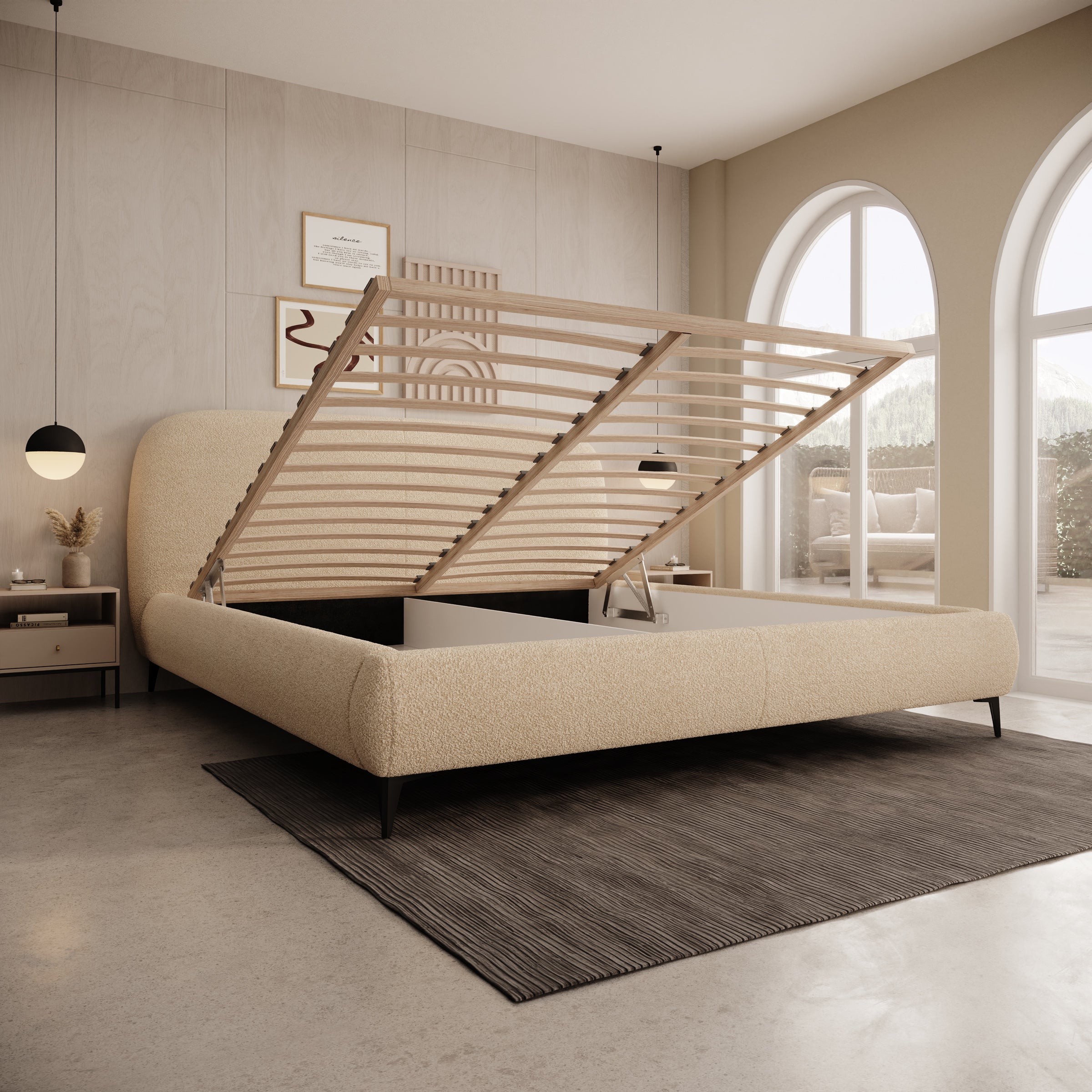 Muralla - Tweepersoonsbed - Beige teddystof - 180x200 cm