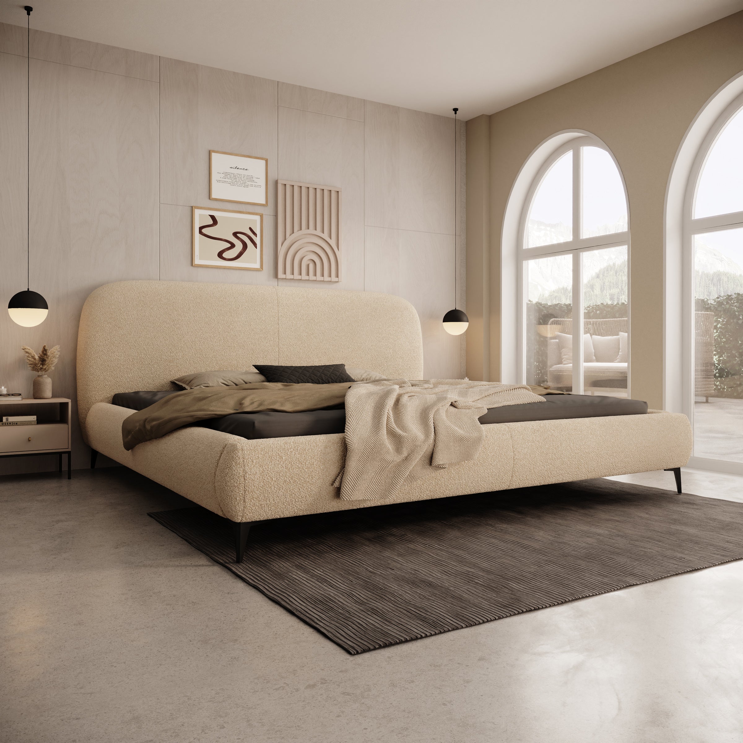 Muralla - Tweepersoonsbed - Beige teddystof - 200x200 cm