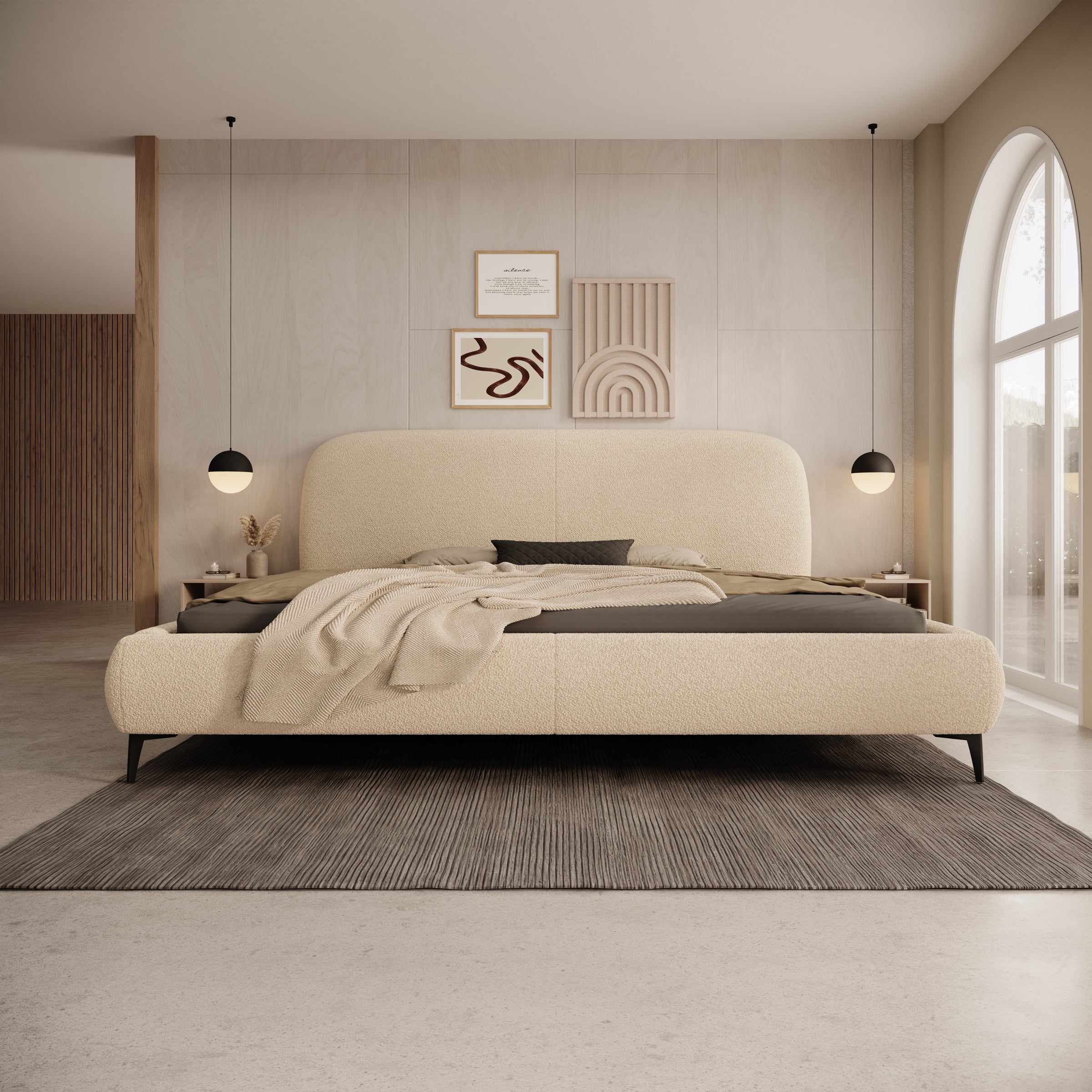 Muralla - Tweepersoonsbed - Beige teddystof - 200x200 cm
