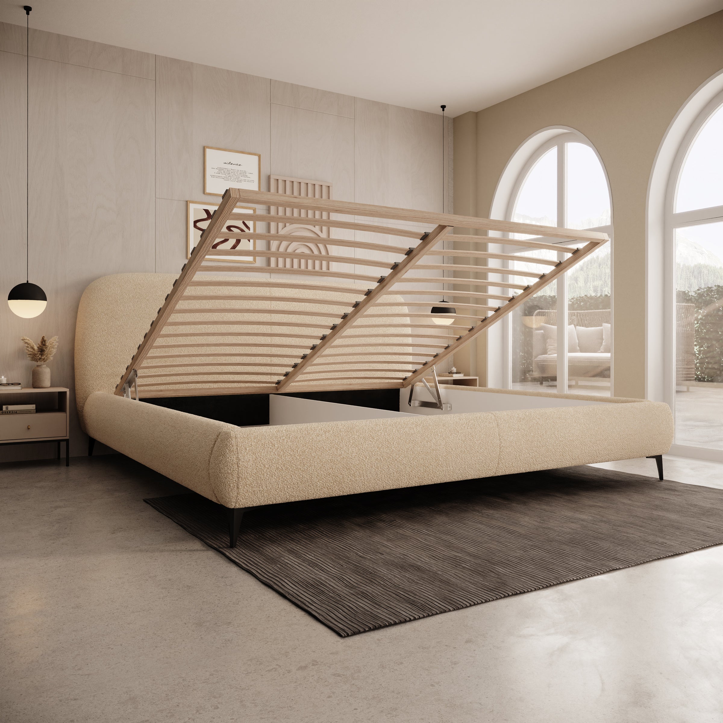 Muralla - Tweepersoonsbed - Beige teddystof - 200x200 cm