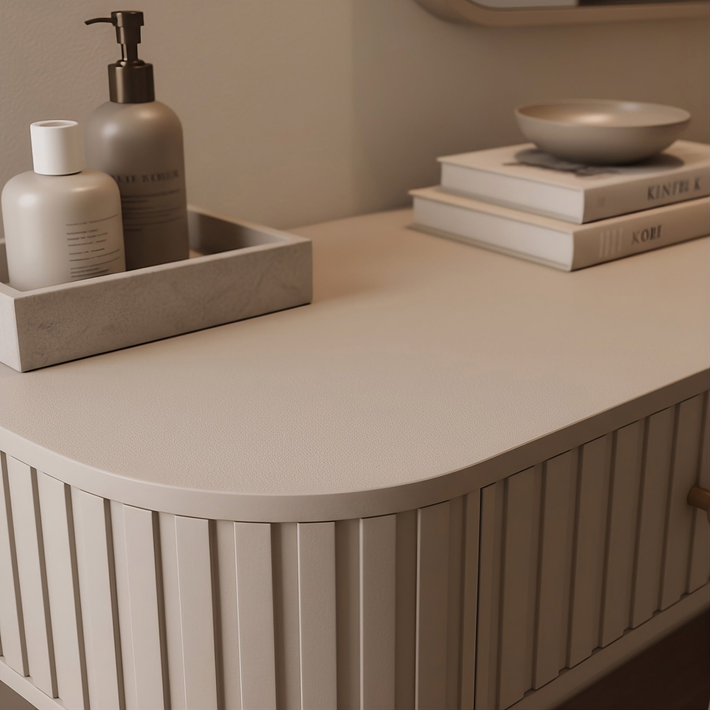 Muro - Kaptafel met spiegel - Beige - 123x36x18 cm