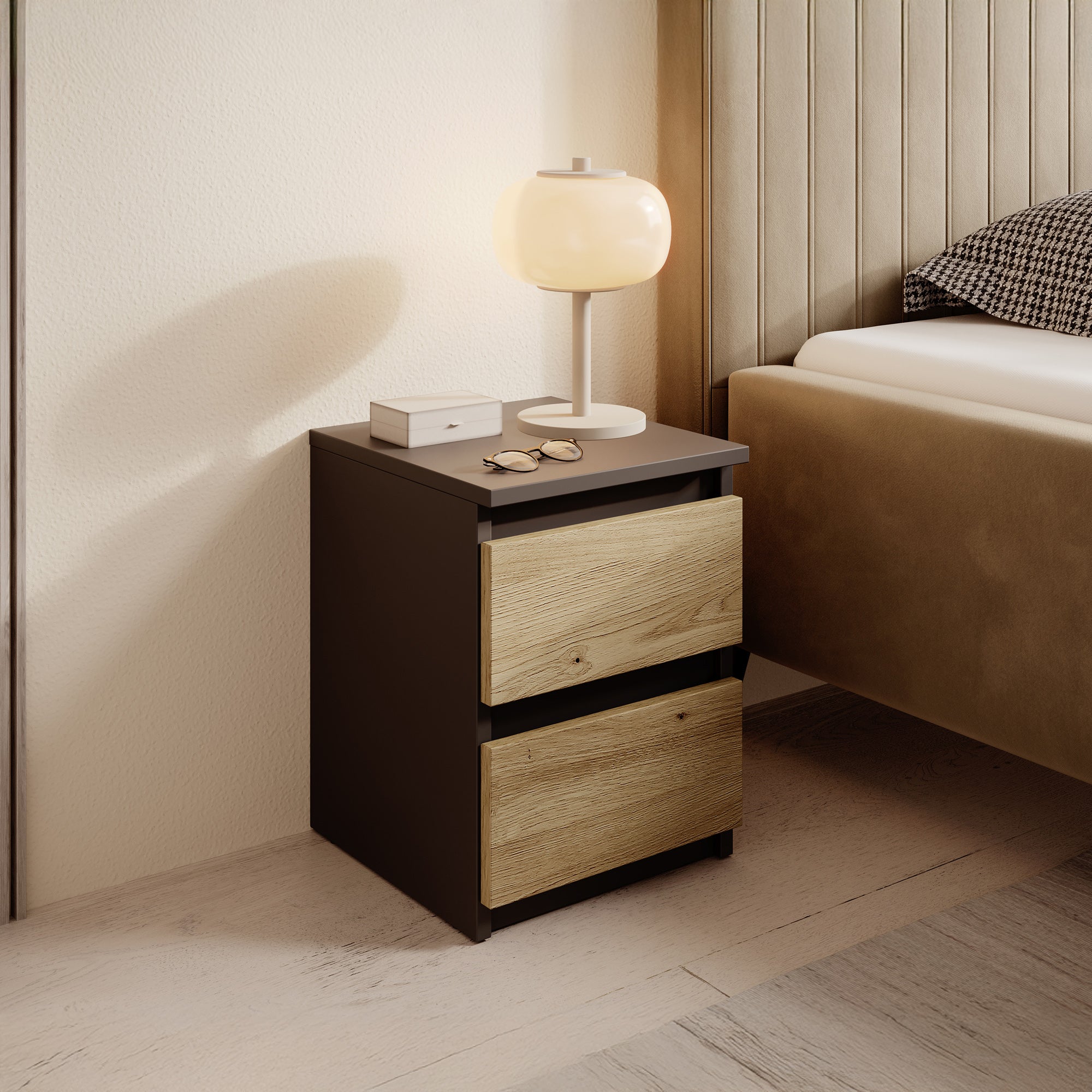 Nachtkastje Masuka - Antraciet - 30x32x40 cm