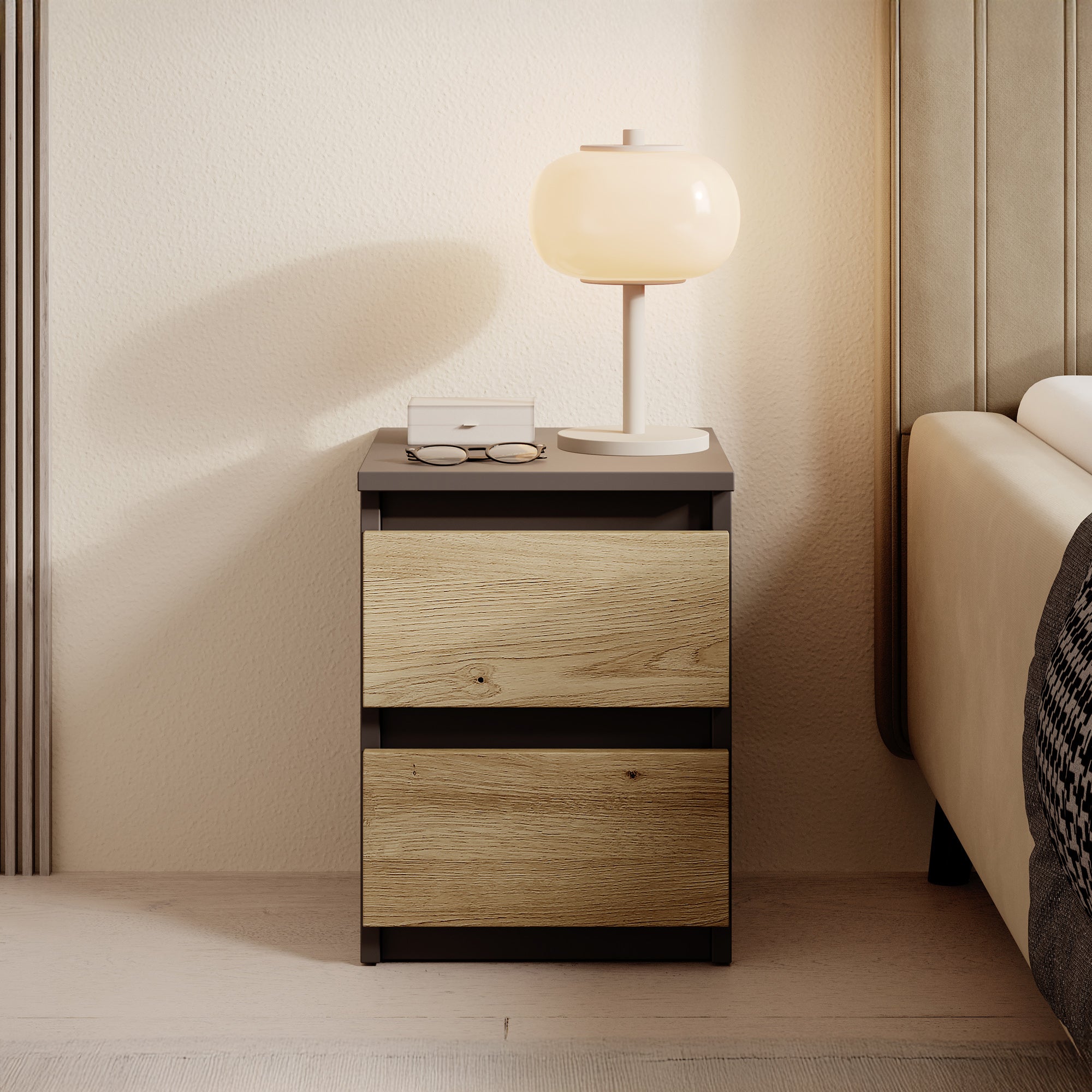 Nachtkastje Masuka - Antraciet - 30x32x40 cm