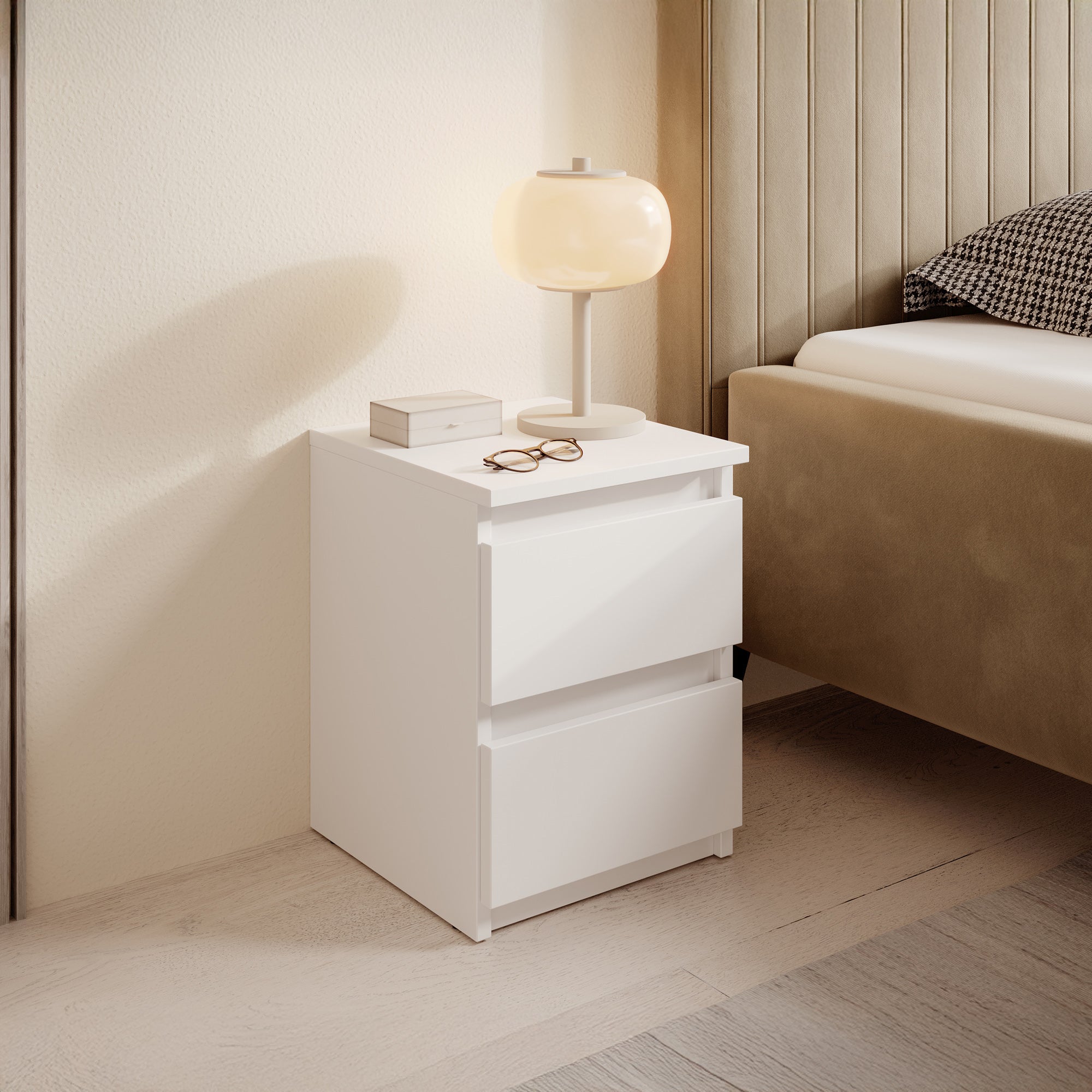 Nachtkastje Masuka - Wit - 30x32x40 cm