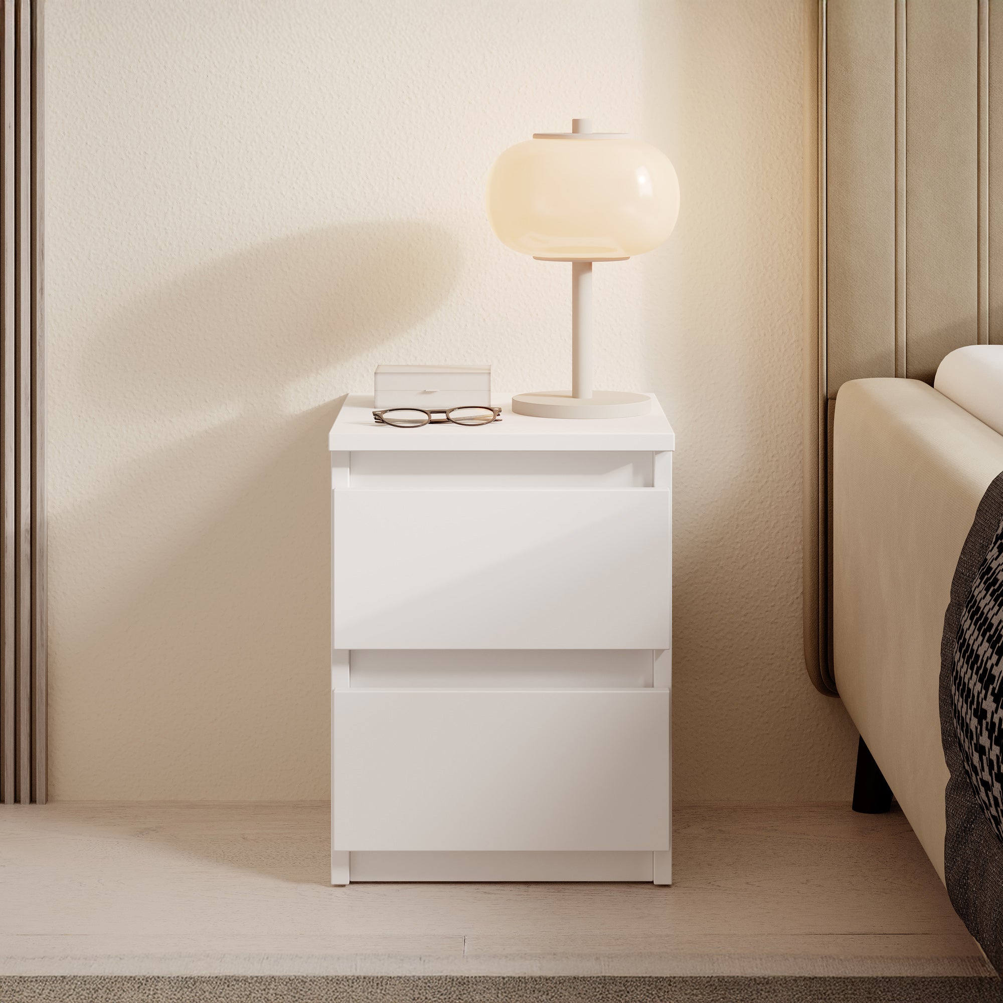 Nachtkastje Masuka - Wit - 30x32x40 cm