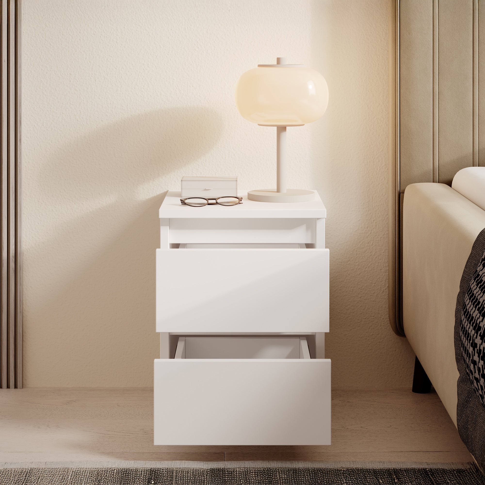 Nachtkastje Masuka - Wit - 30x32x40 cm