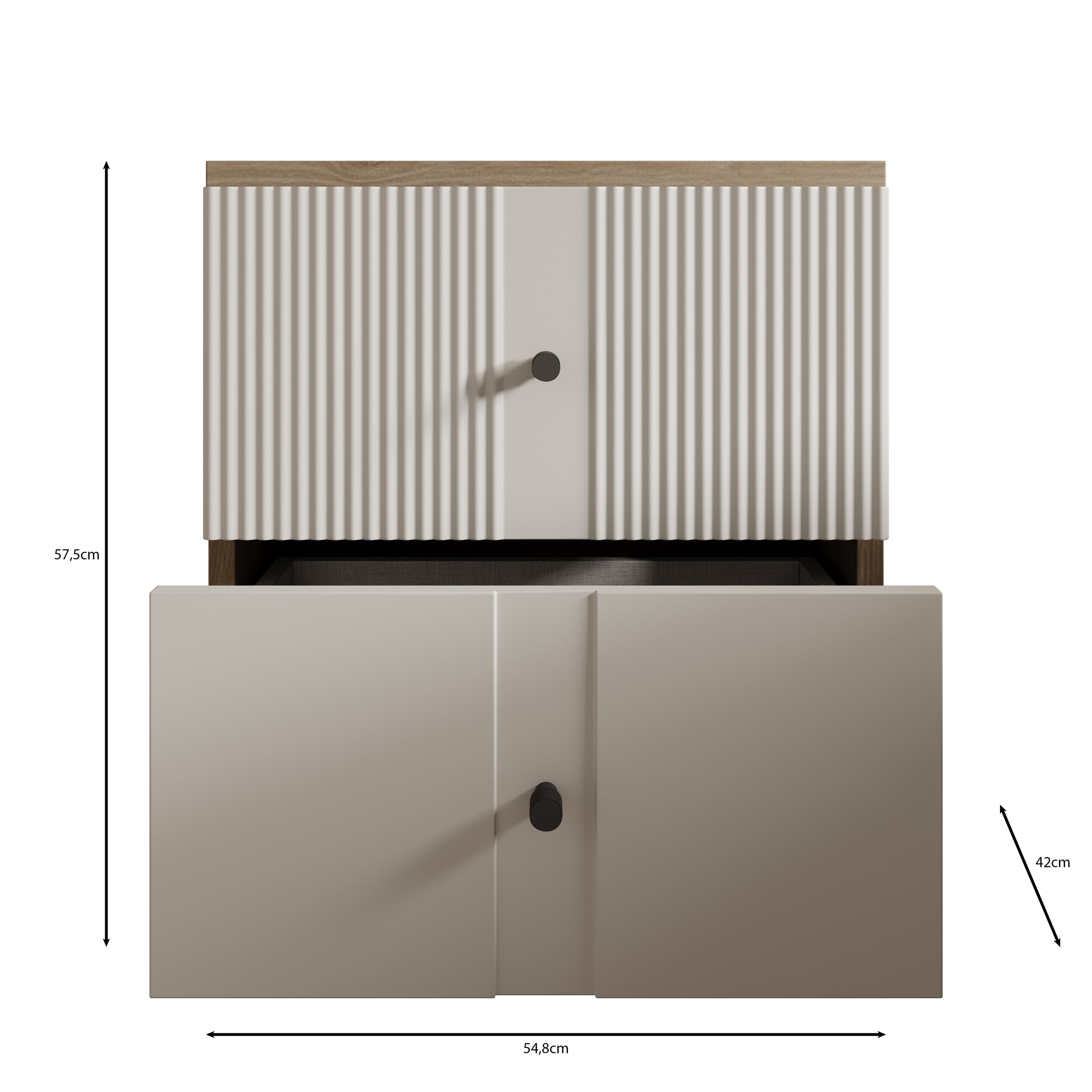 Riggs - Nachtkastje met 2 lades - Beige