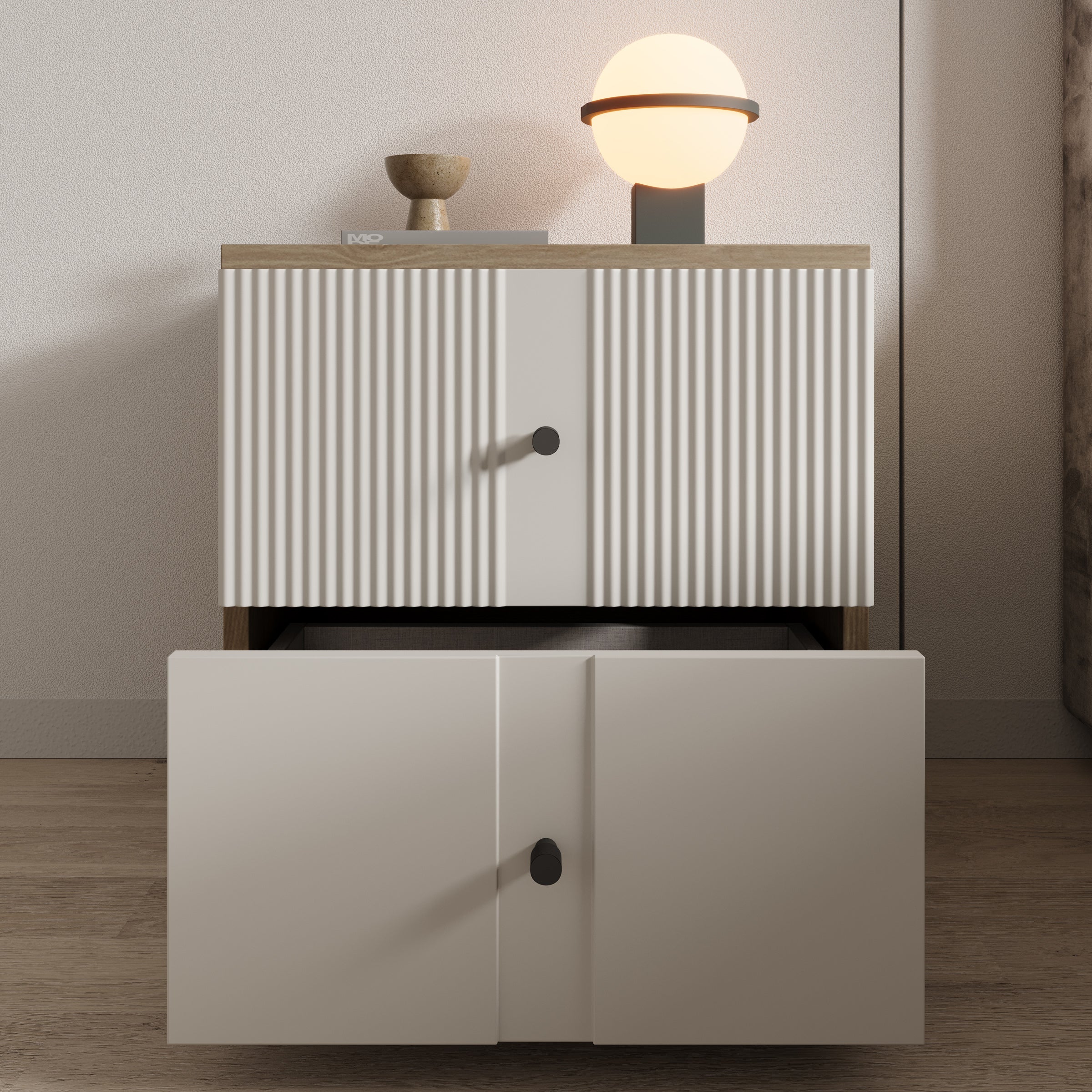Riggs - Nachtkastje met 2 lades - Beige