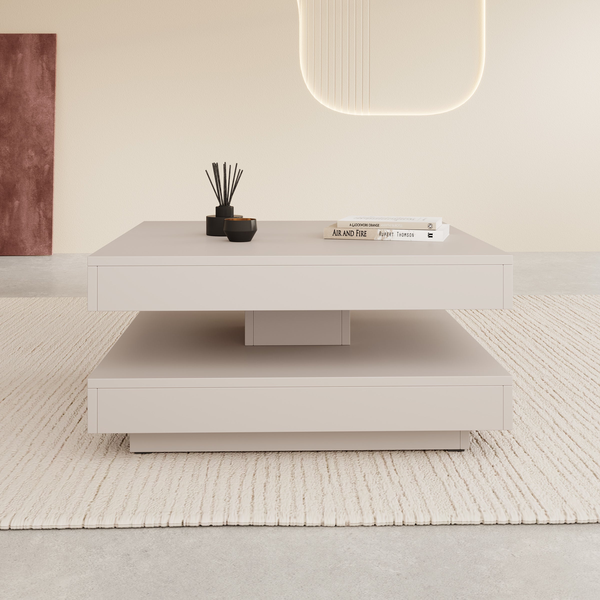 Nao - Salontafel - Beige - 70x70x34 cm