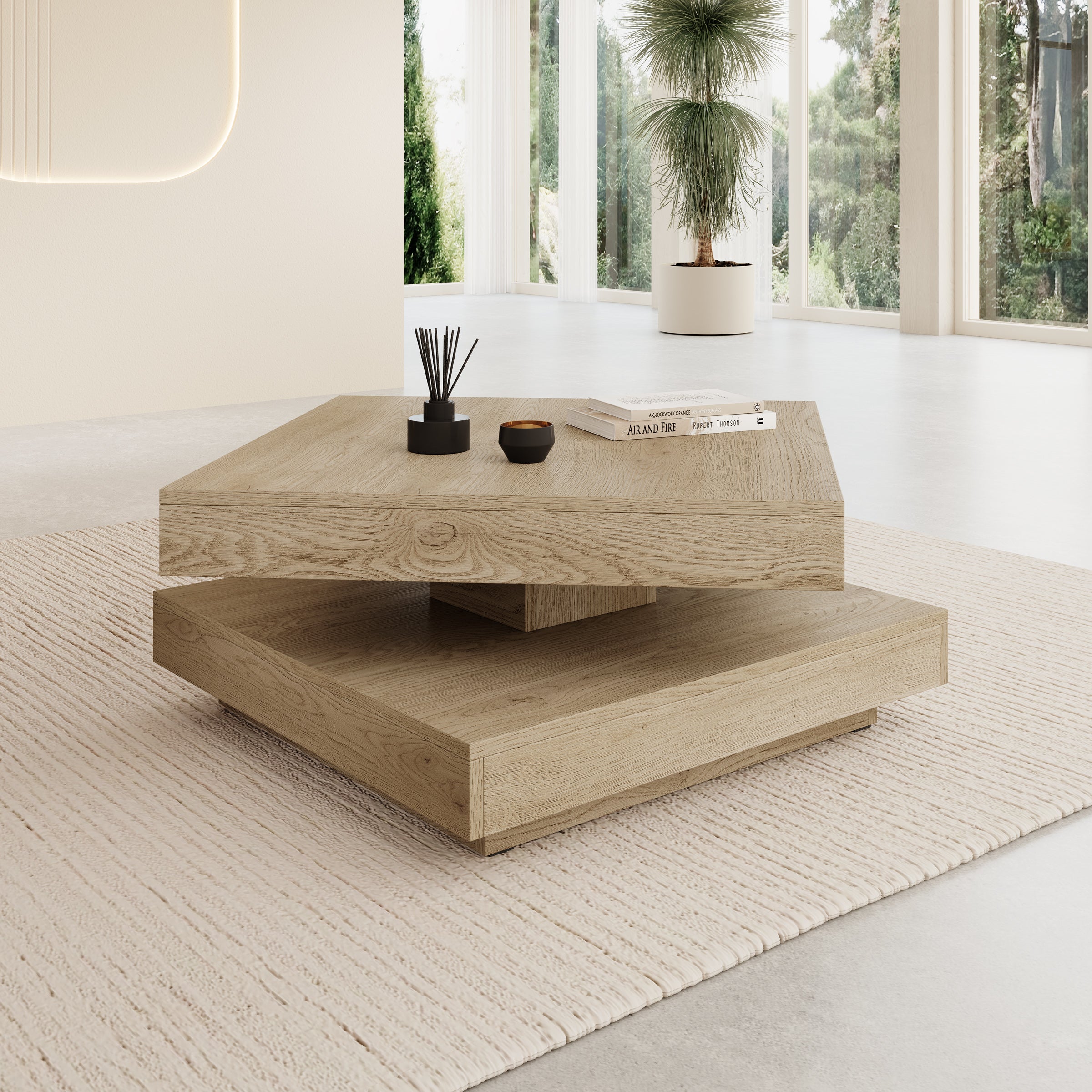 Nao - Salontafel - Licht eikenpatroon - 70x70x34 cm
