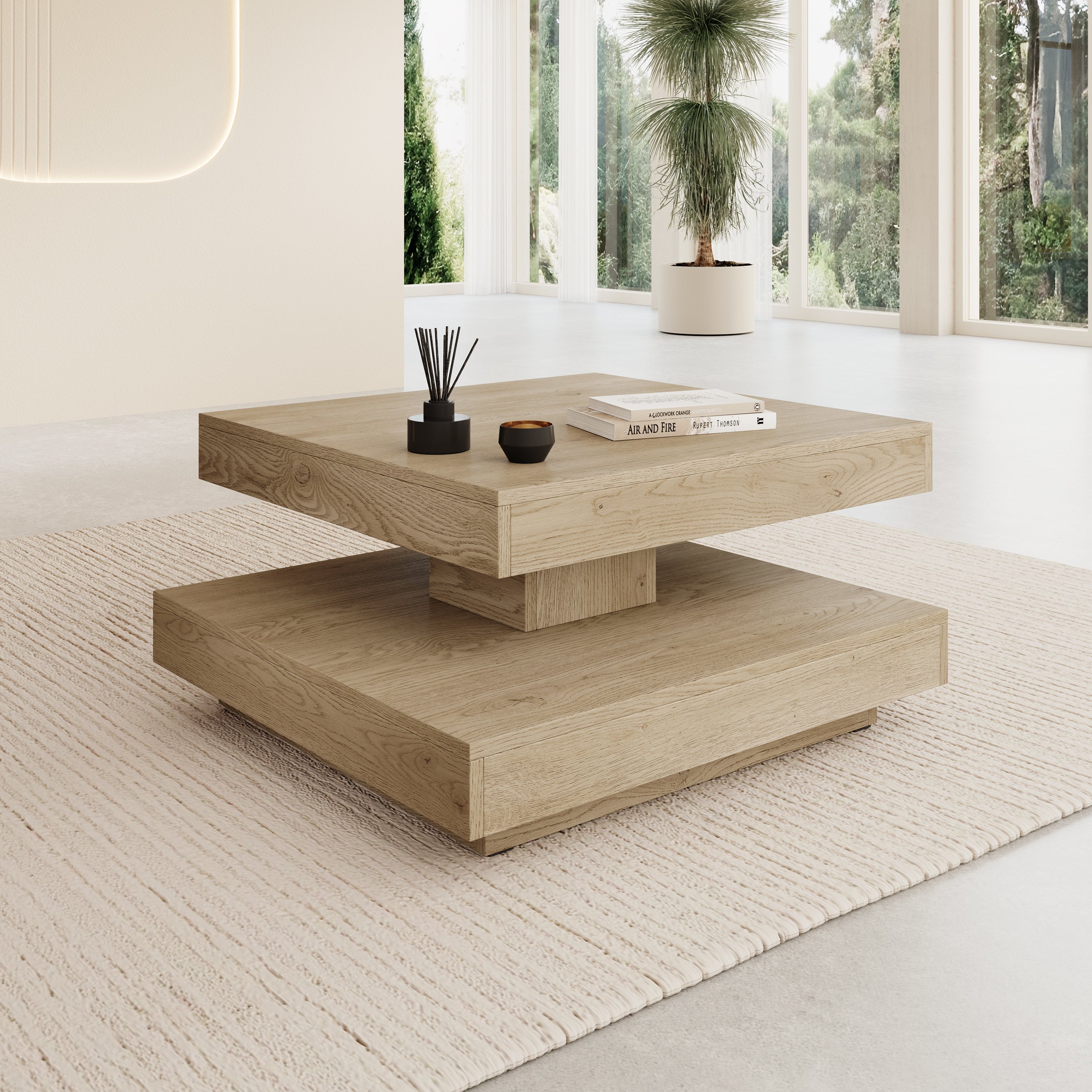 Nao - Salontafel - Licht eikenpatroon - 70x70x34 cm