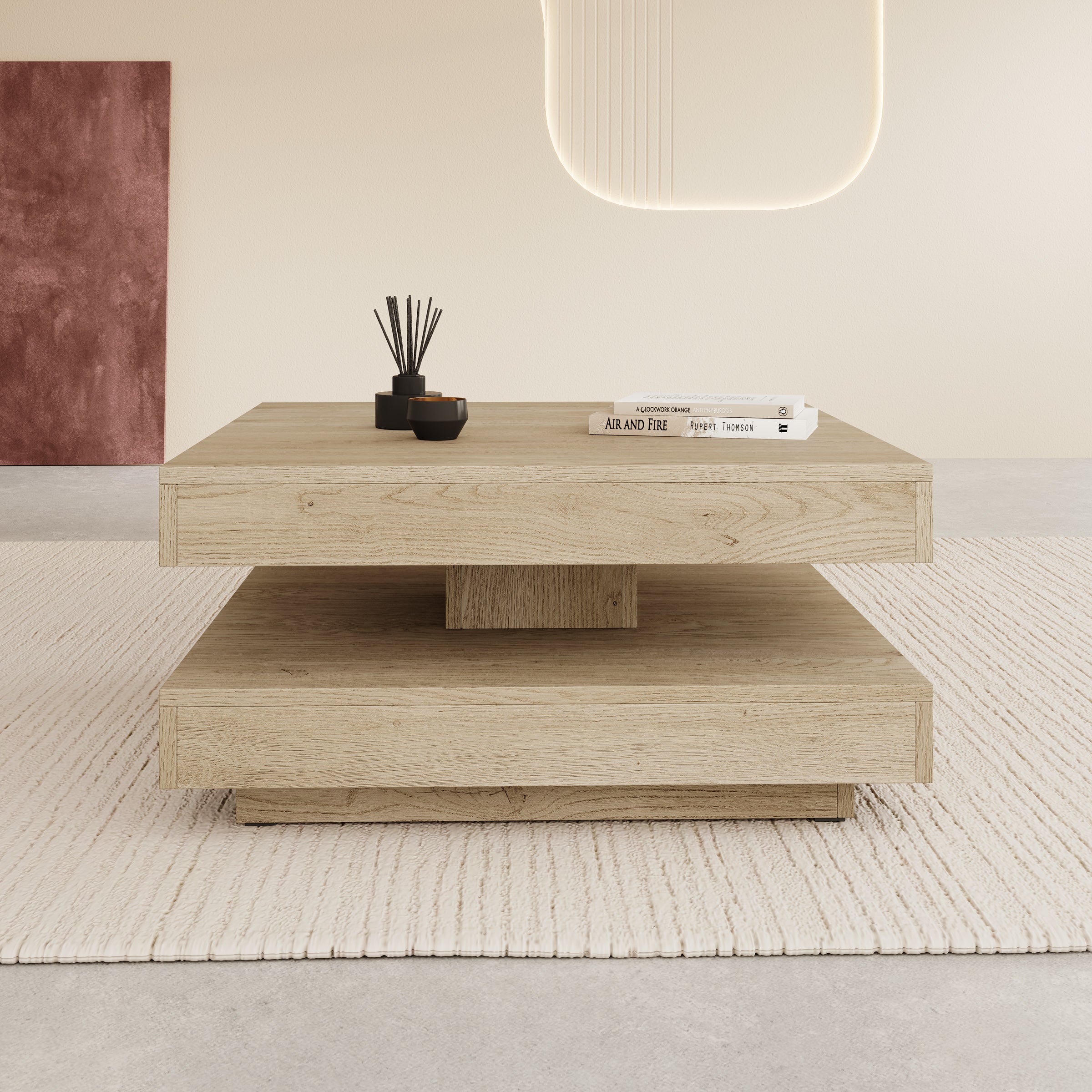 Nao - Salontafel - Licht eikenpatroon - 70x70x34 cm