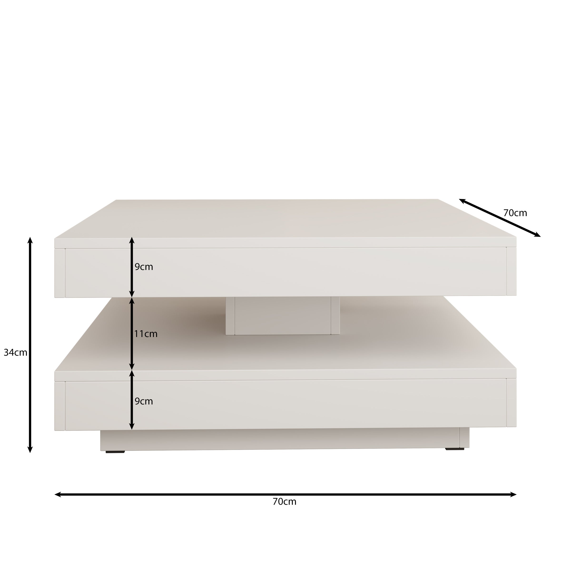 Nao - Salontafel - Walnootpatroon - 70x70x34 cm