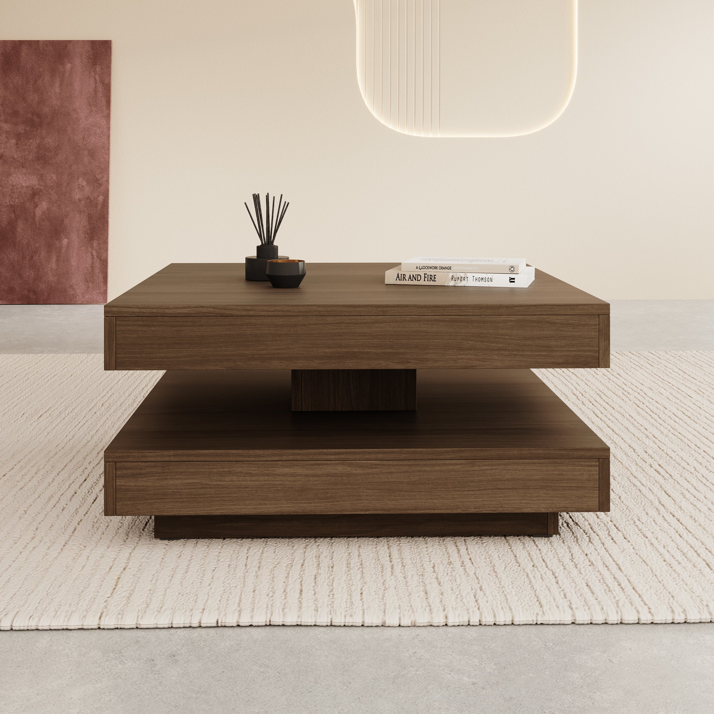 Nao - Salontafel - Walnootpatroon - 70x70x34 cm