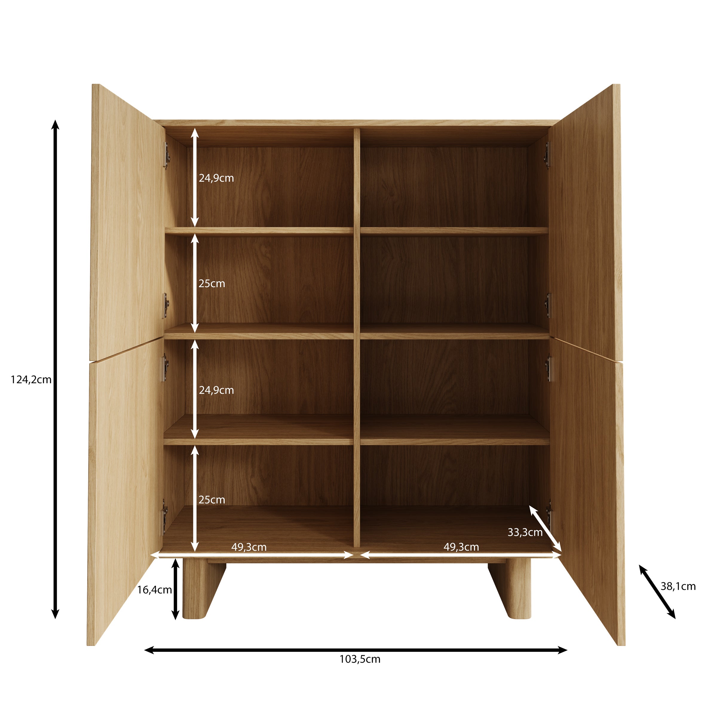 Navello - Dressoir - Licht eikenpatroon - 104x38x124 cm