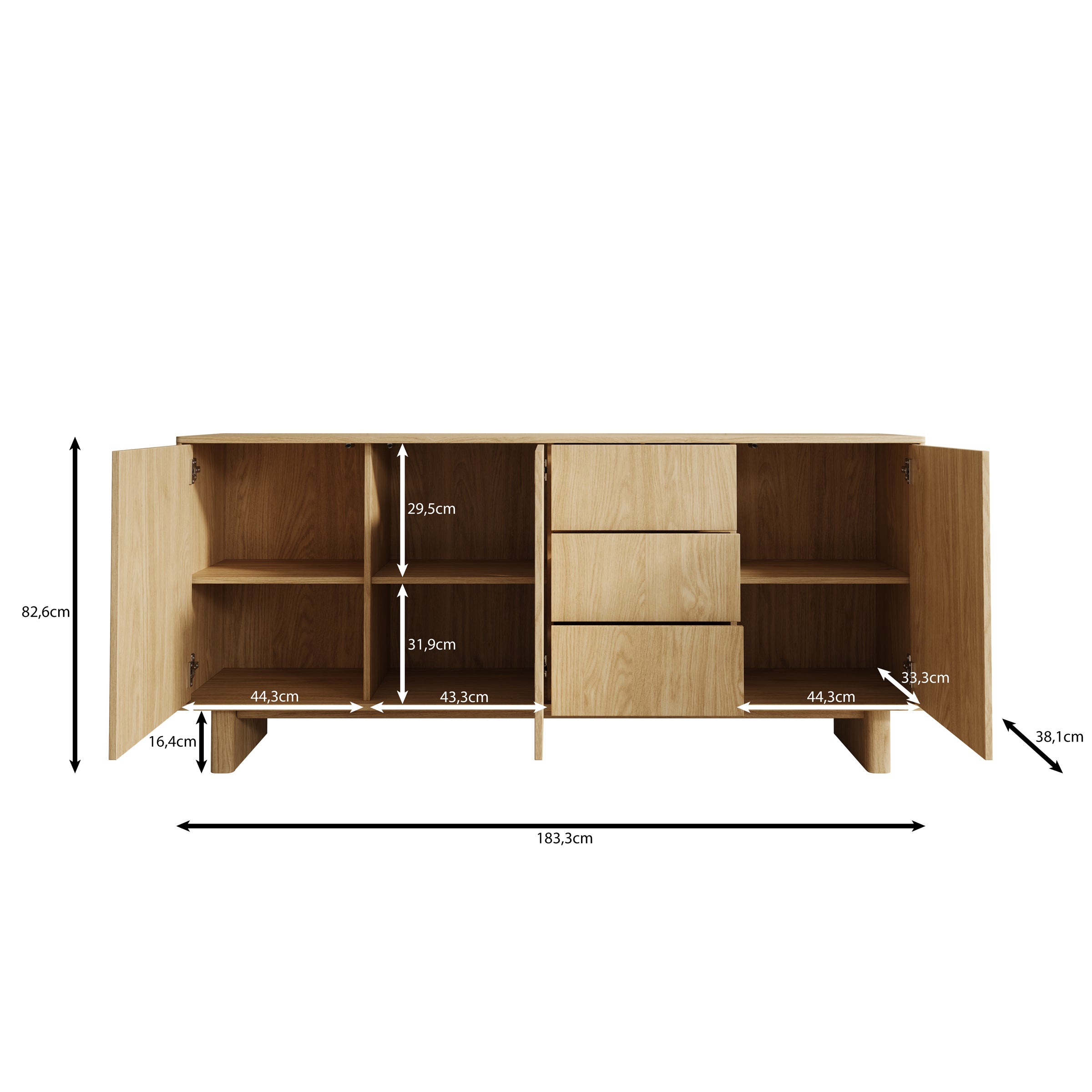 Navello - Dressoir - Licht eikenpatroon - 183x38x83 cm