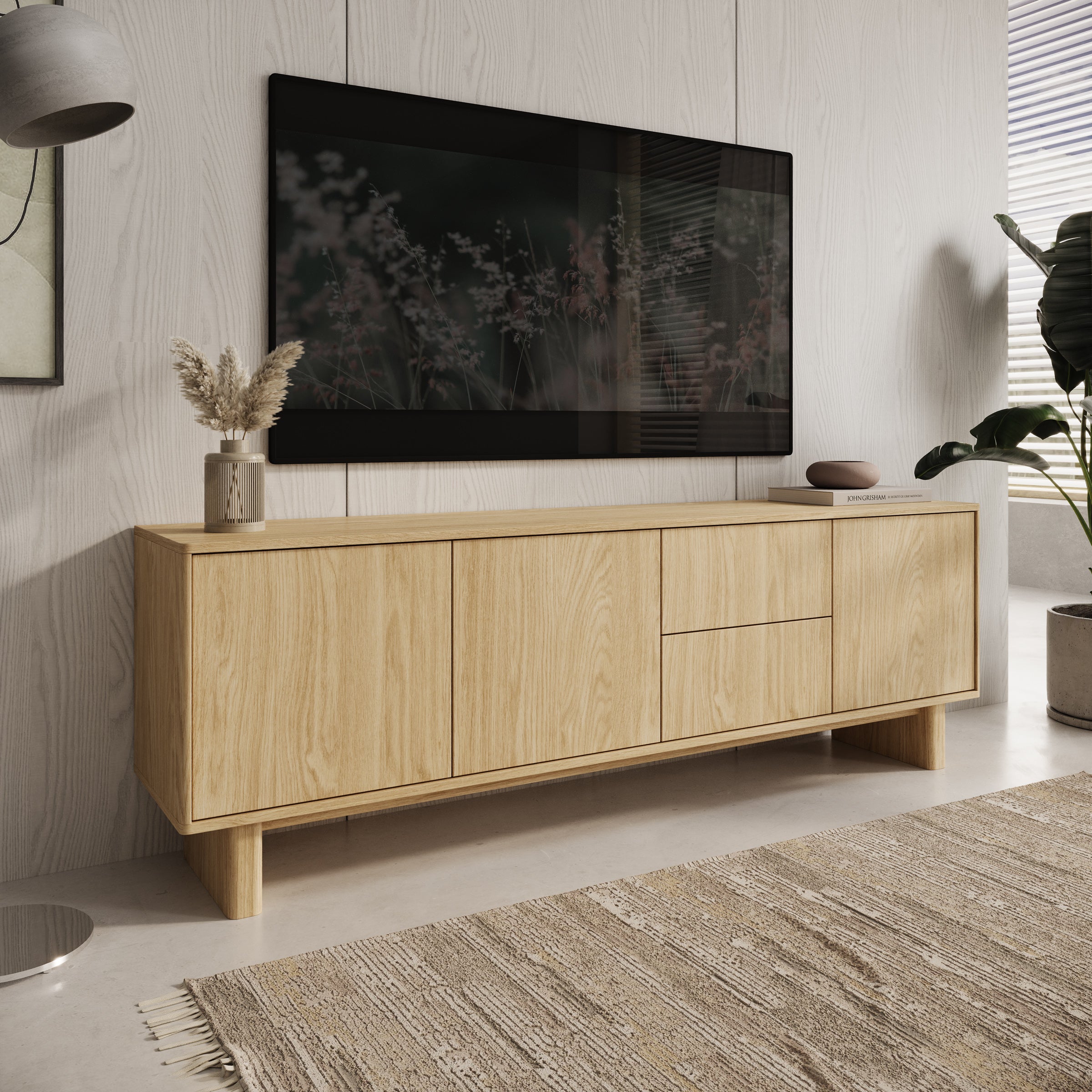 Navello - TV-Meubel - Licht eikenpatroon - 183x38x62 cm