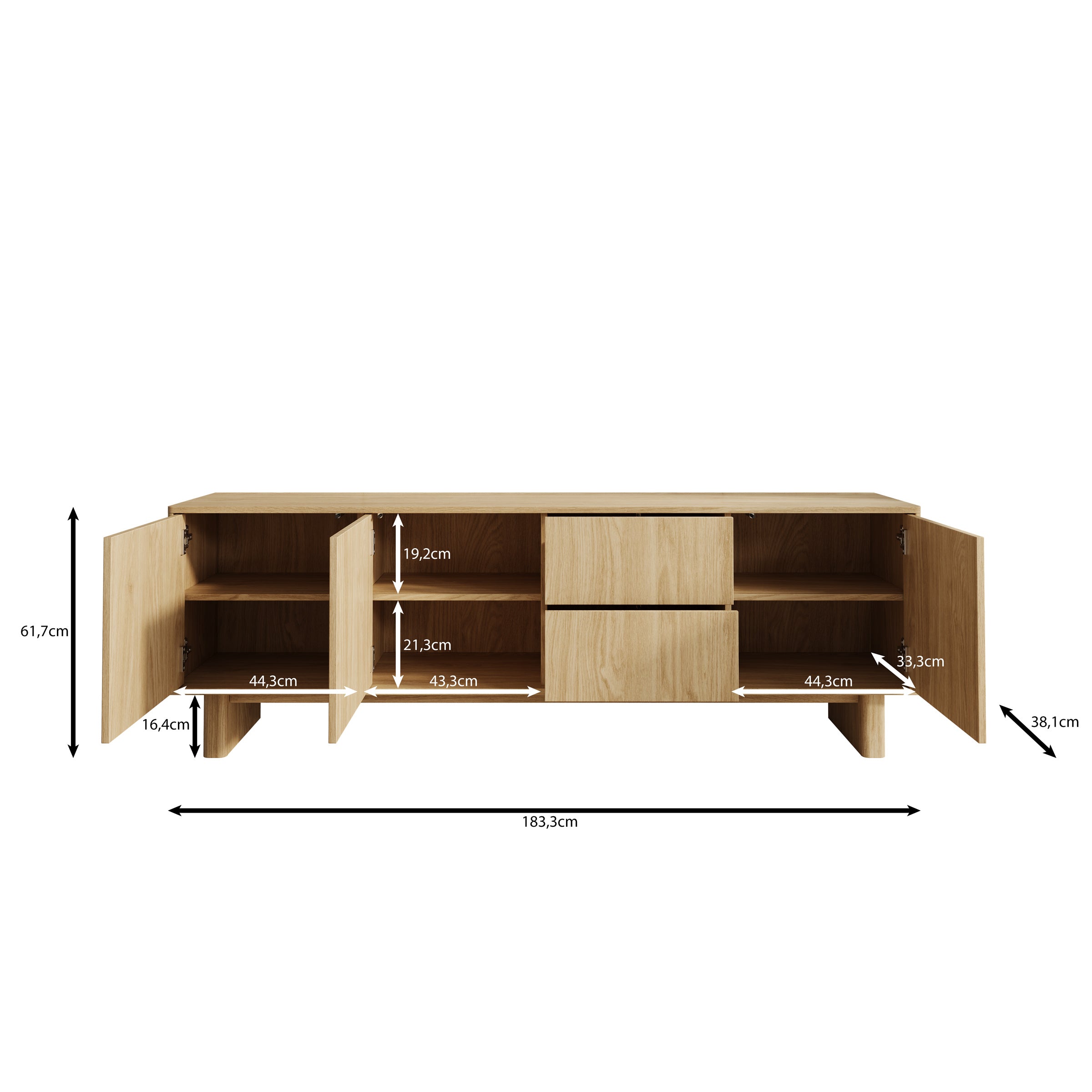 Navello - TV-Meubel - Licht eikenpatroon - 183x38x62 cm