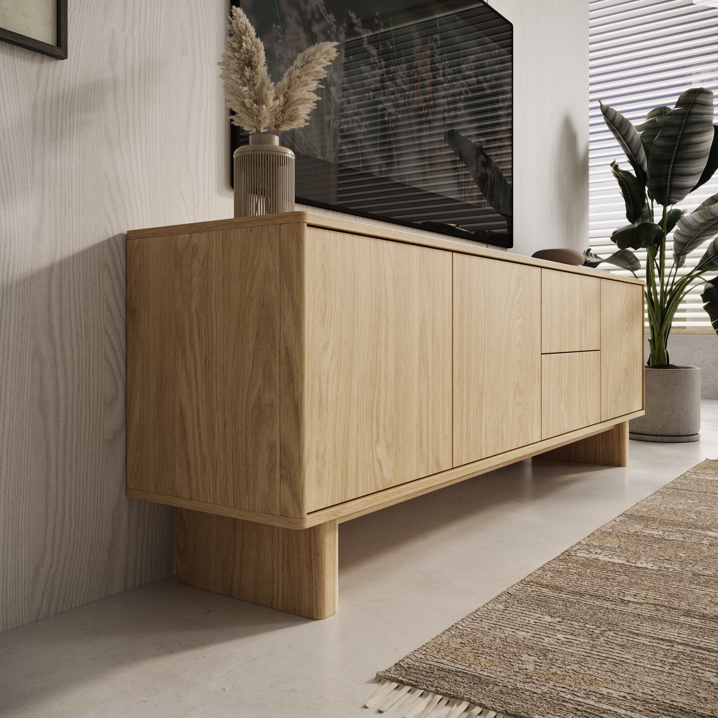 Navello - TV-Meubel - Licht eikenpatroon - 183x38x62 cm