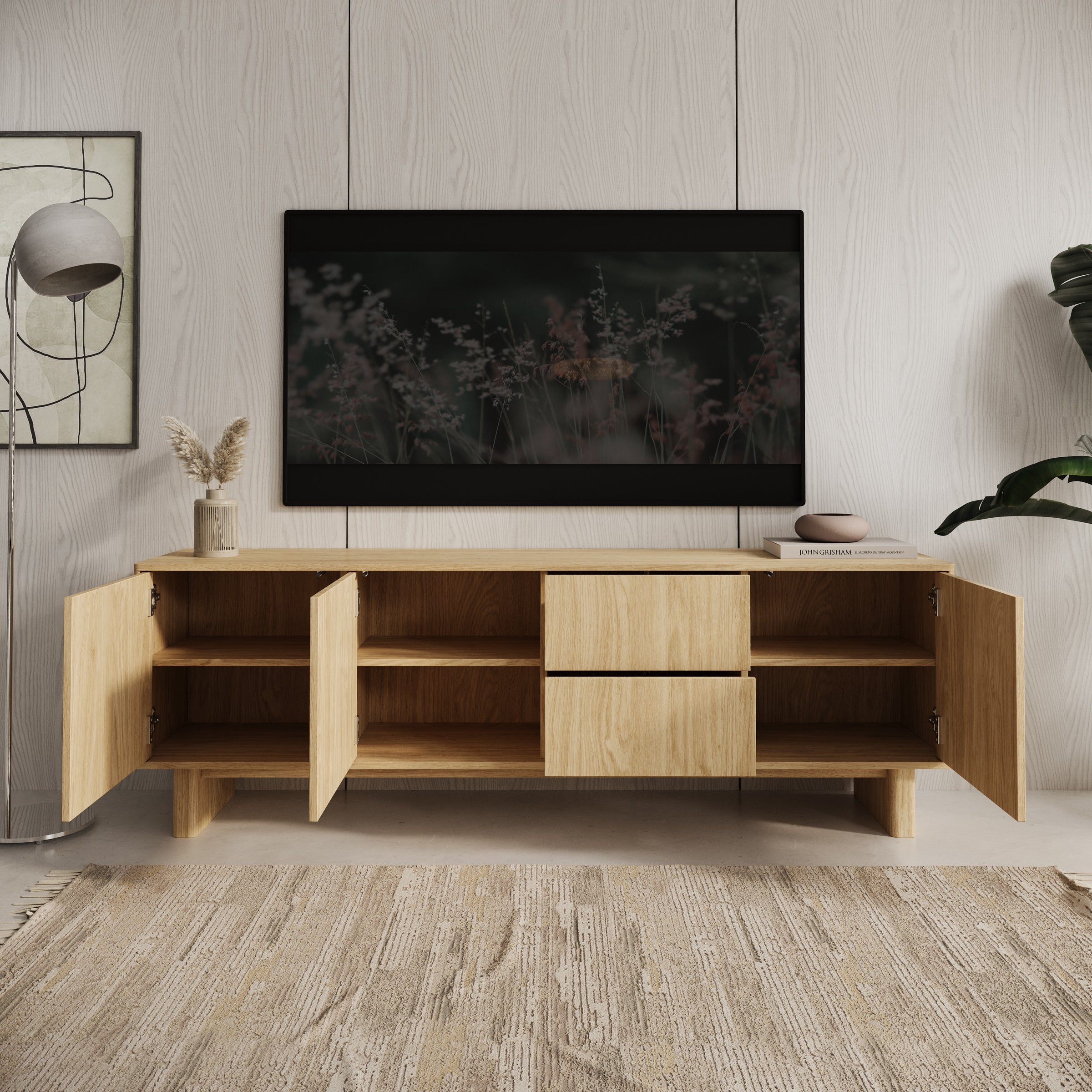 Navello - TV-Meubel - Licht eikenpatroon - 183x38x62 cm
