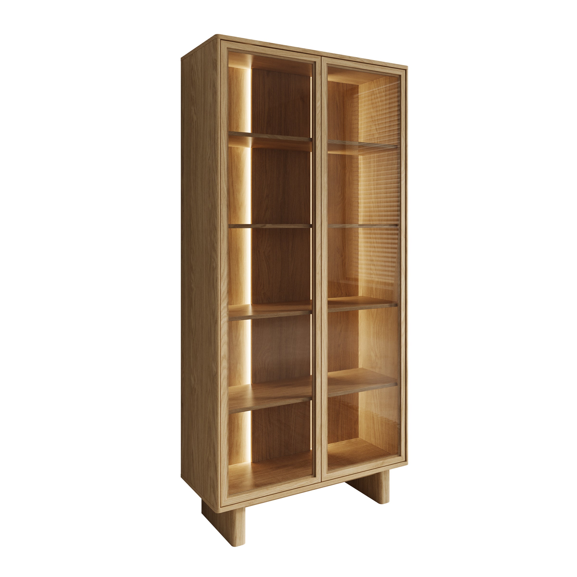 Navello - Vitrinekast - Licht eikenpatroon - 94x38x195 cm