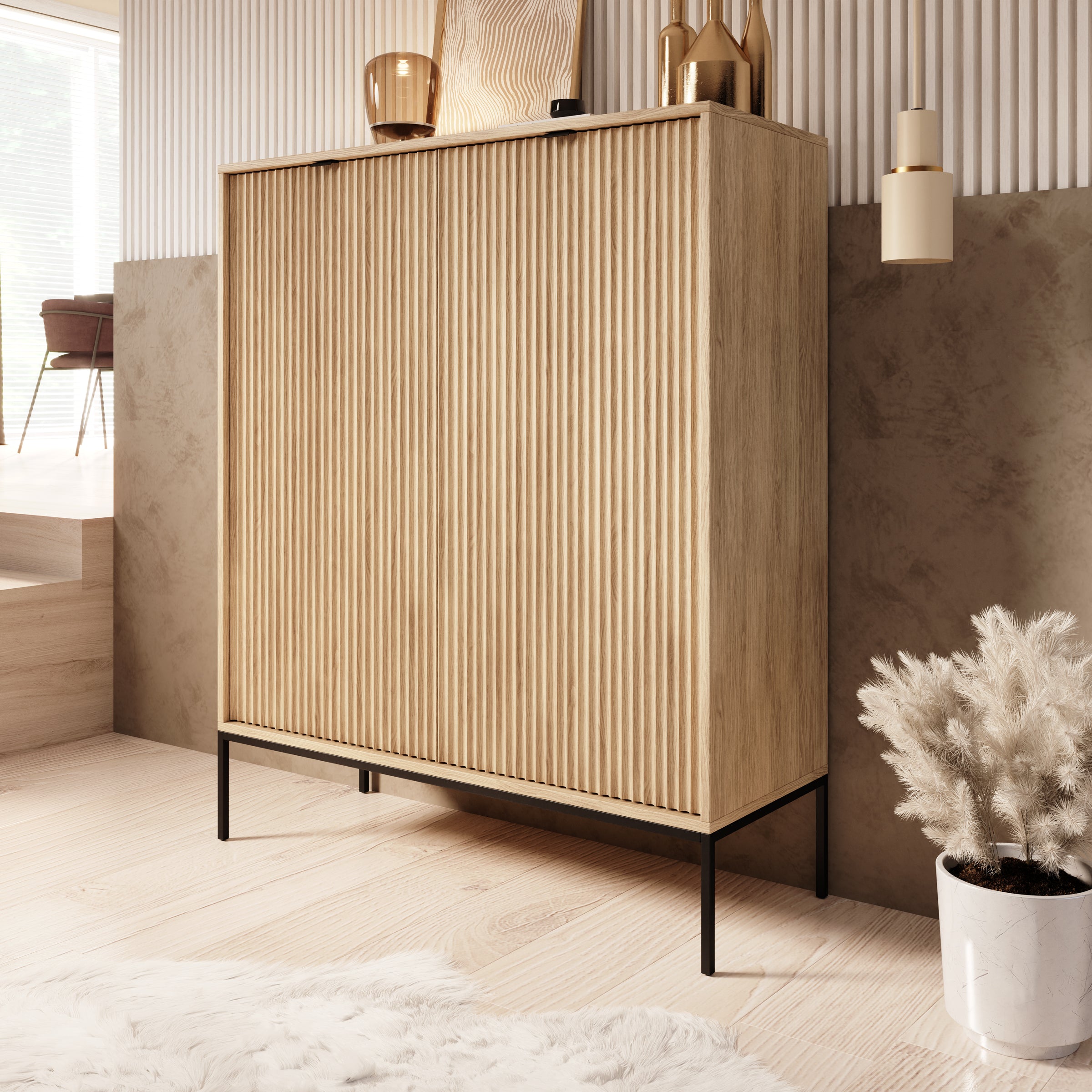 Navil - Dressoir - Eikenpatroon - 104x39x125 cm