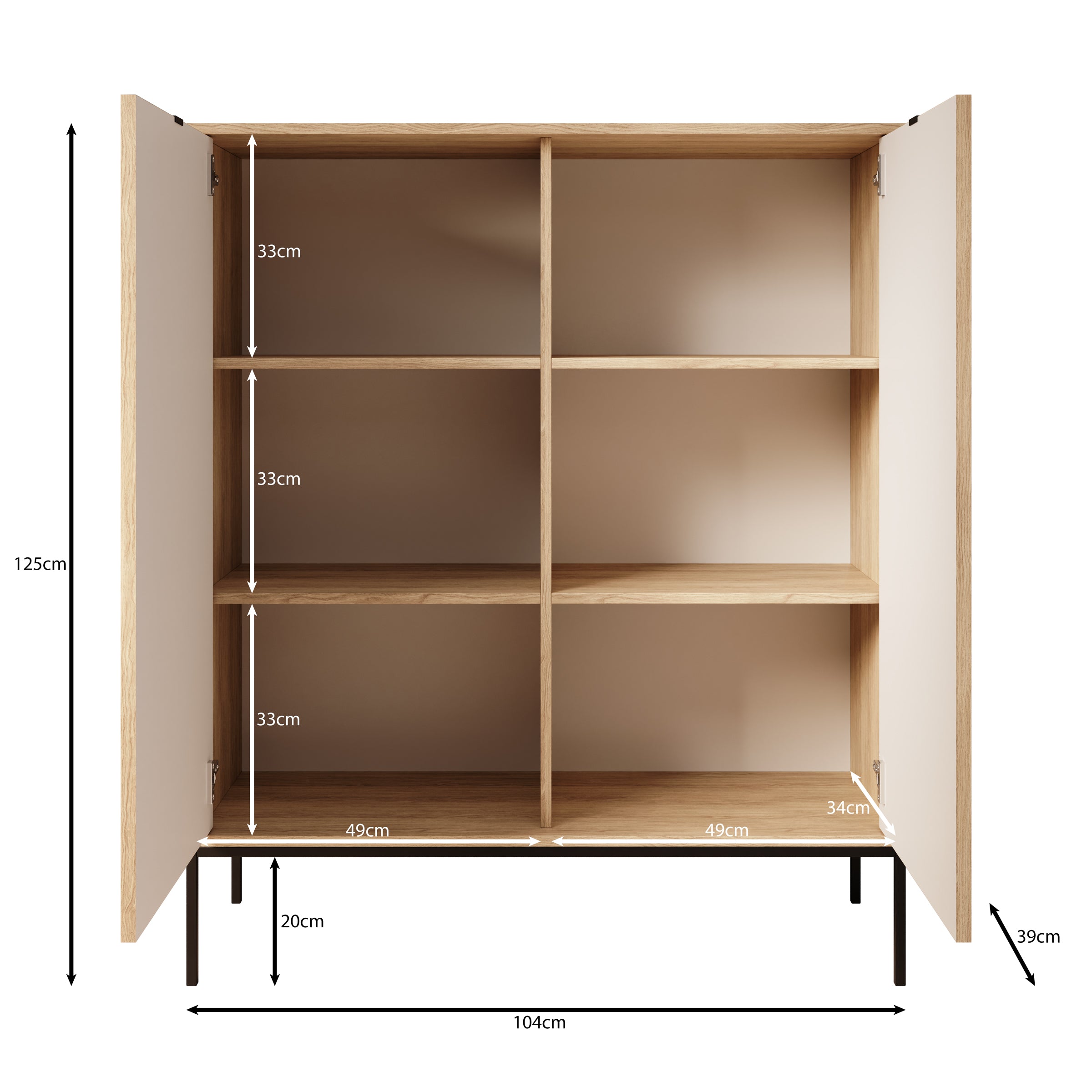 Navil - Dressoir - Eikenpatroon - 104x39x125 cm