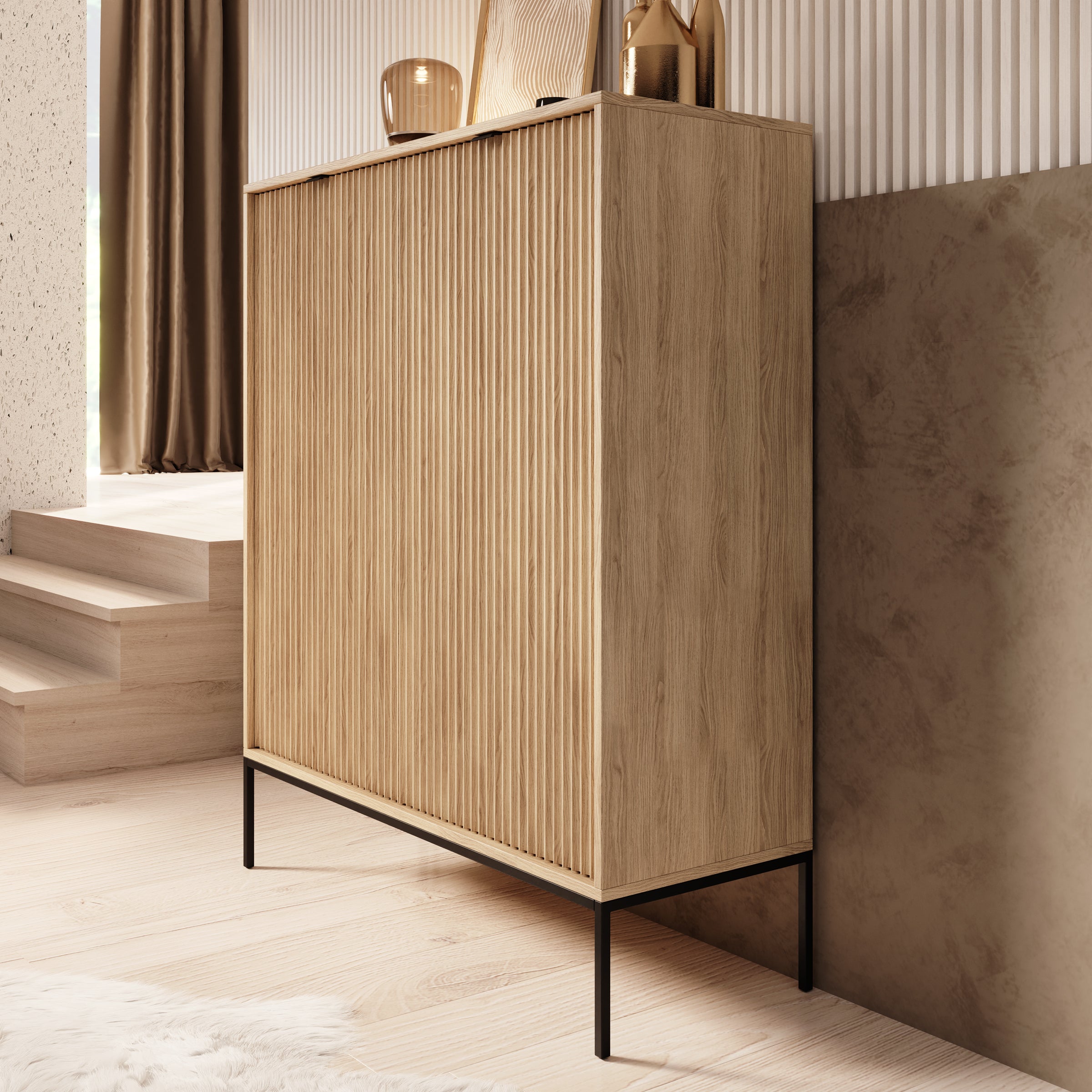 Navil - Dressoir - Eikenpatroon - 104x39x125 cm