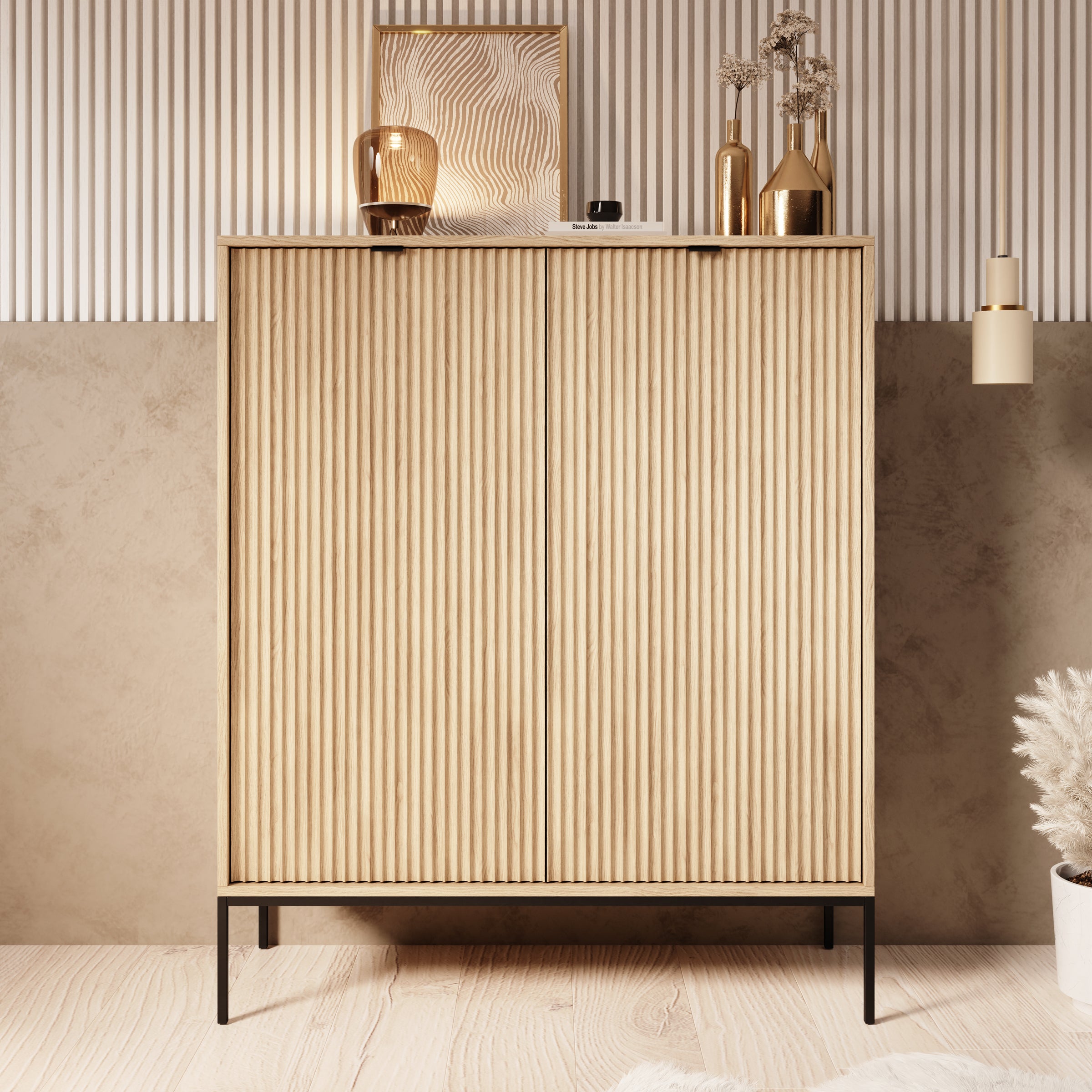 Navil - Dressoir - Eikenpatroon - 104x39x125 cm