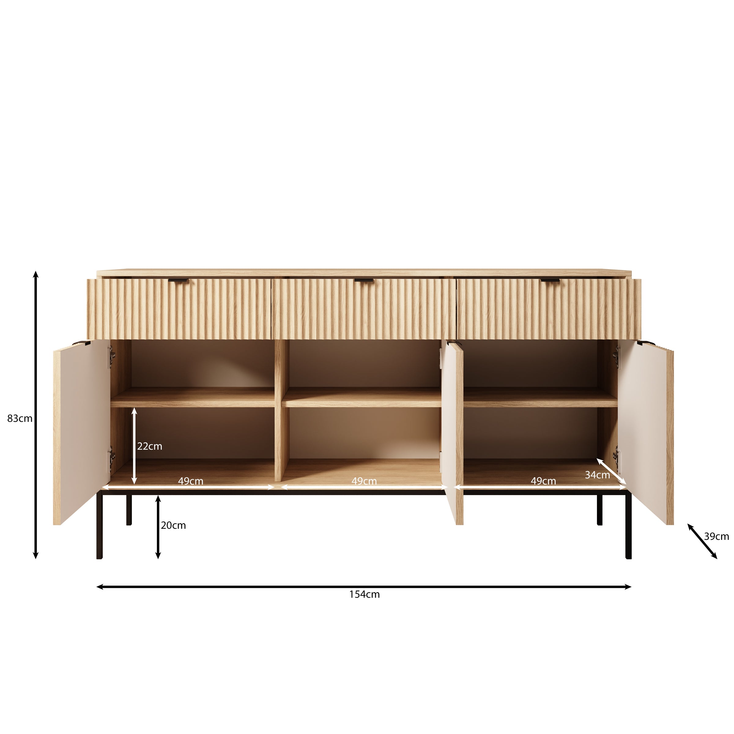 Navil - Dressoir - Eikenpatroon - 154x39x83 cm