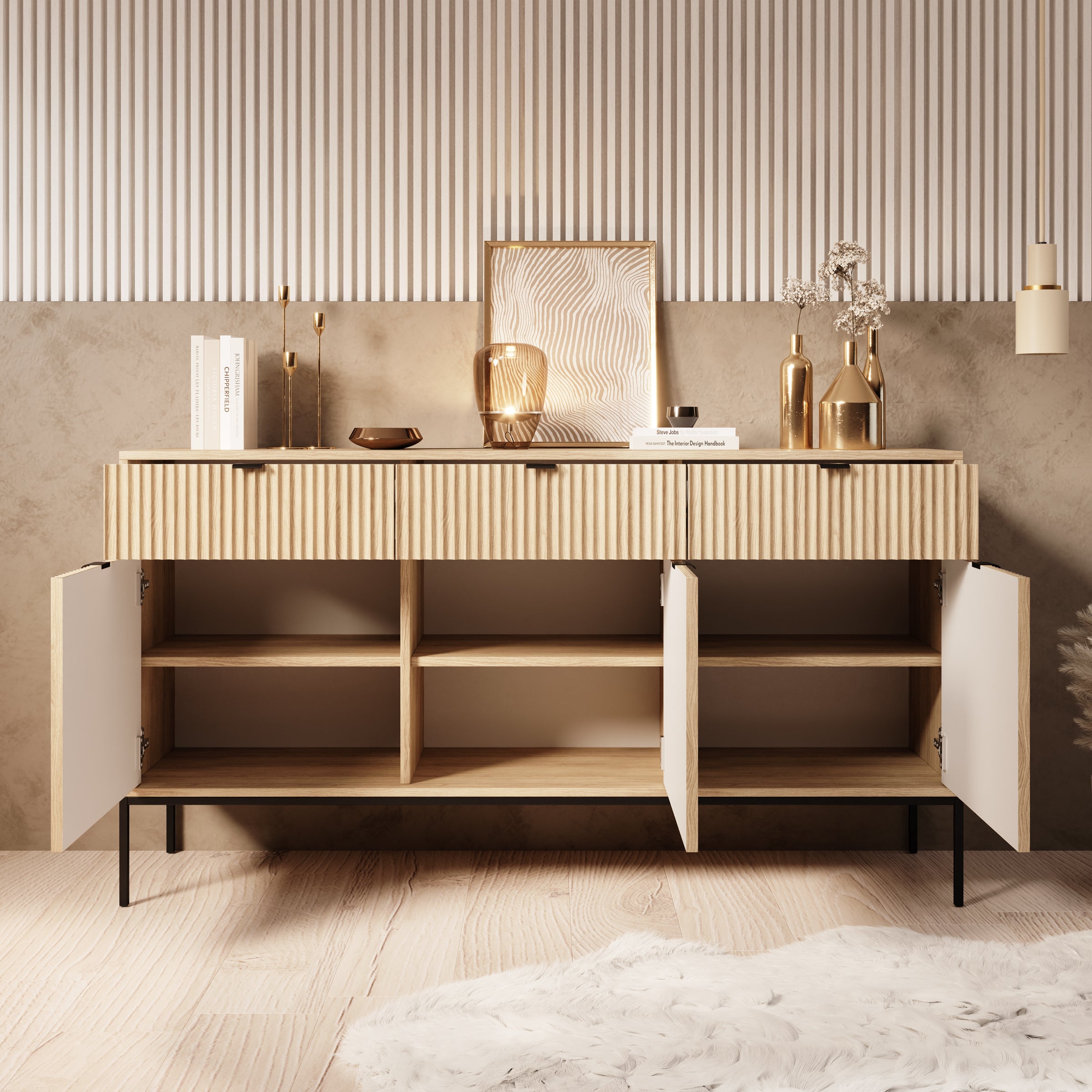 Navil - Dressoir - Eikenpatroon - 154x39x83 cm