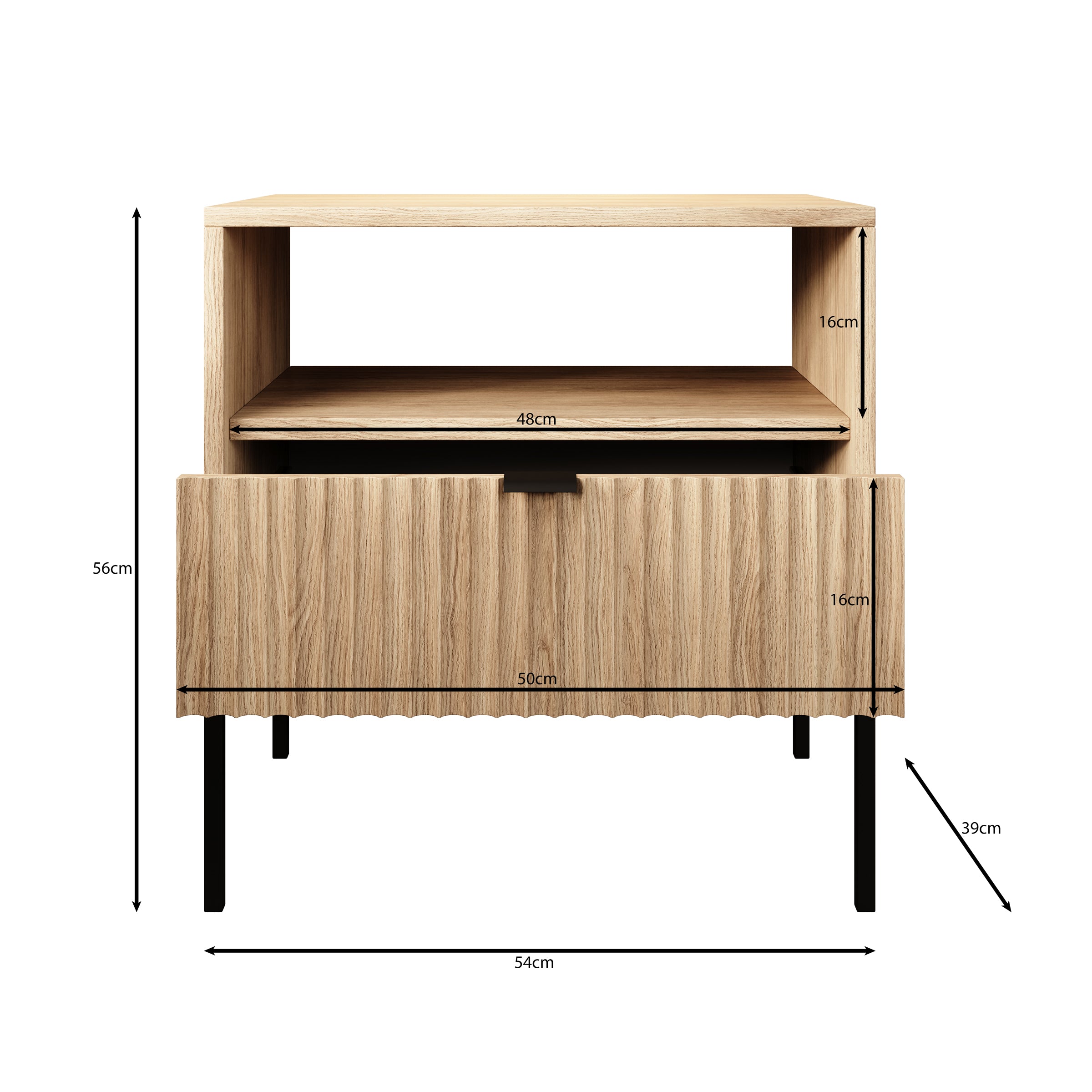 Navil - Nachtkastje - Eikenpatroon - 54x39x56 cm